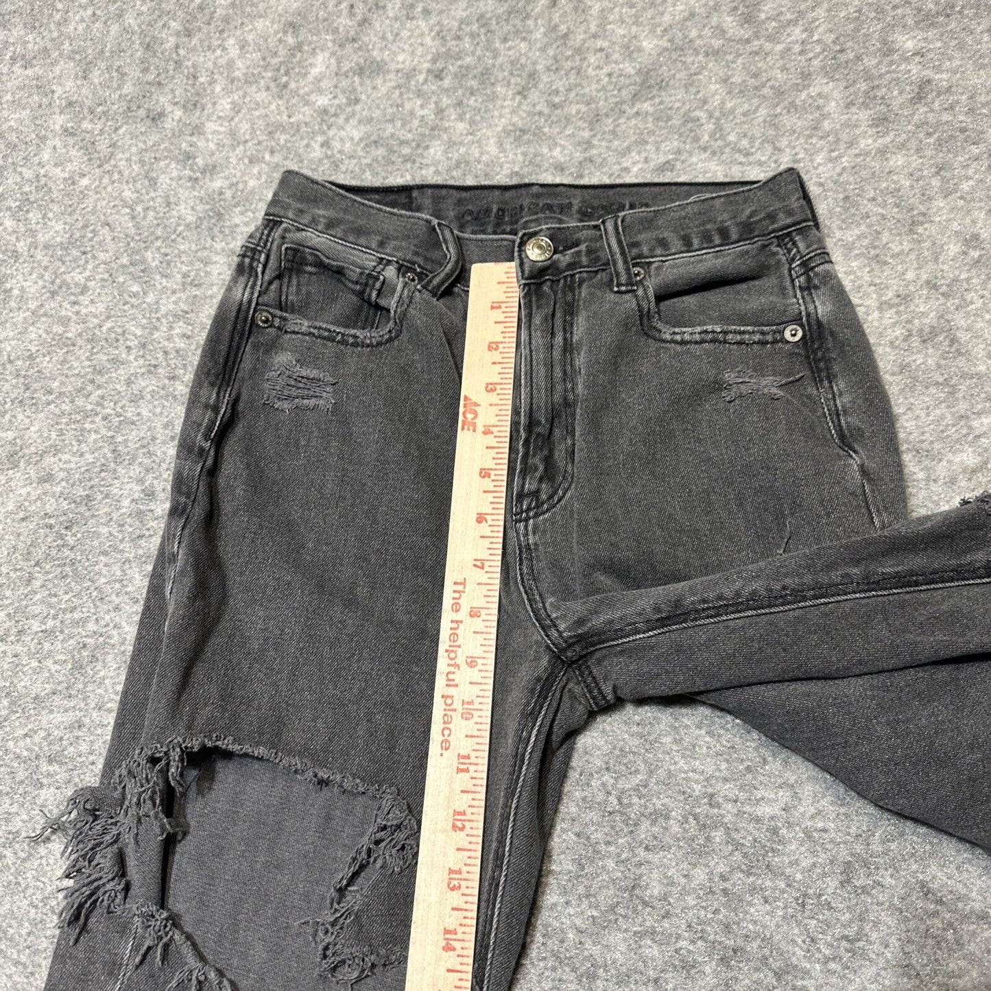 American Eagle Women's Distressed Mom Jeans Size 0R Gray Denim