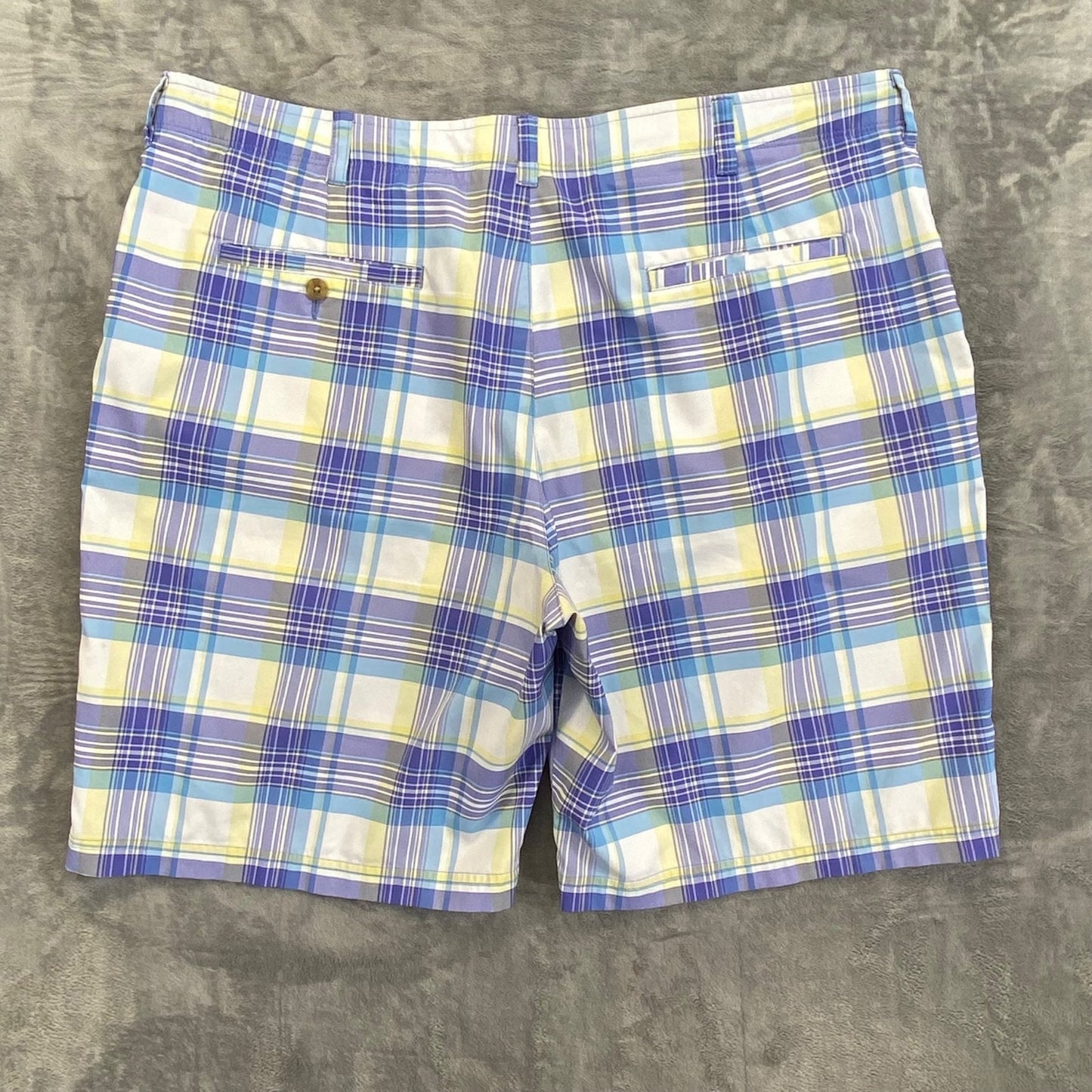 Jack Nicklaus Golf Shorts Men's Sz 40 Blue White Plaid Elastic Waist 11" Longer