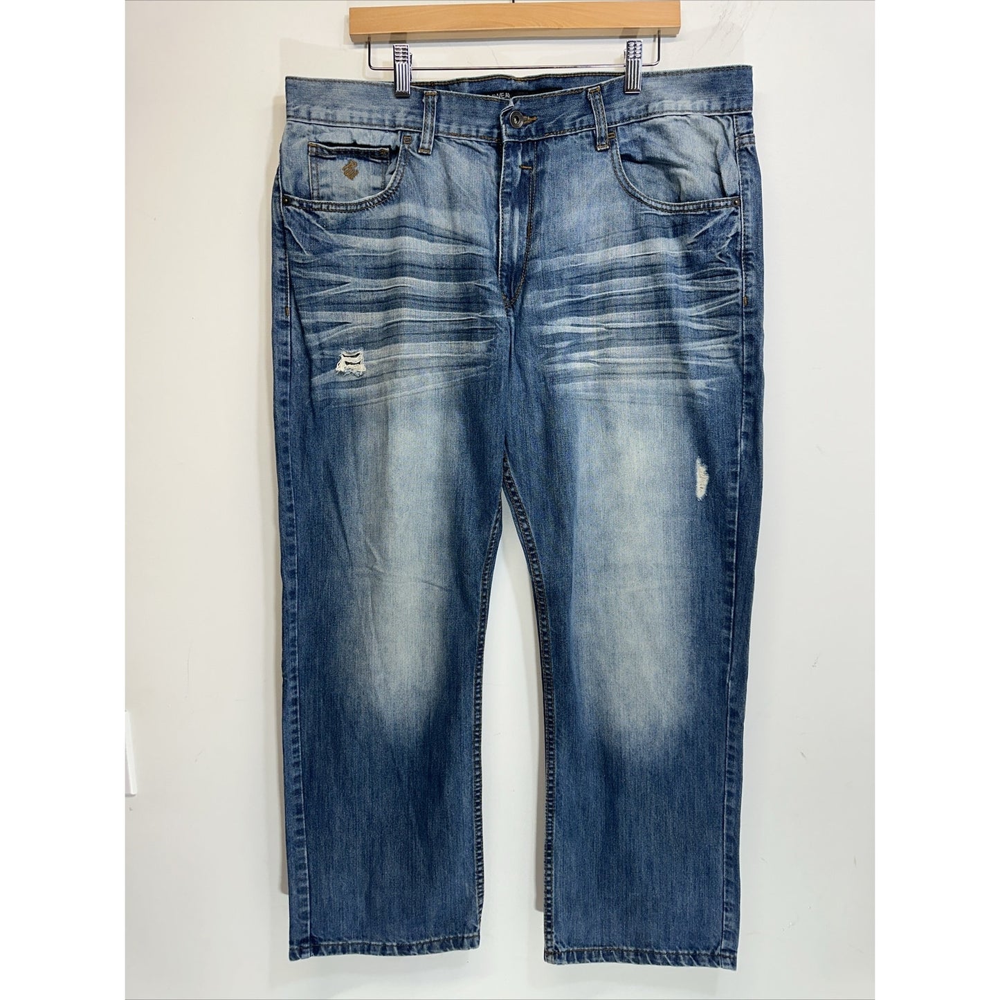 Rocawear Jeans Men's 38x30 Blue Denim Straight Leg Y2K Classic Fit Distressed