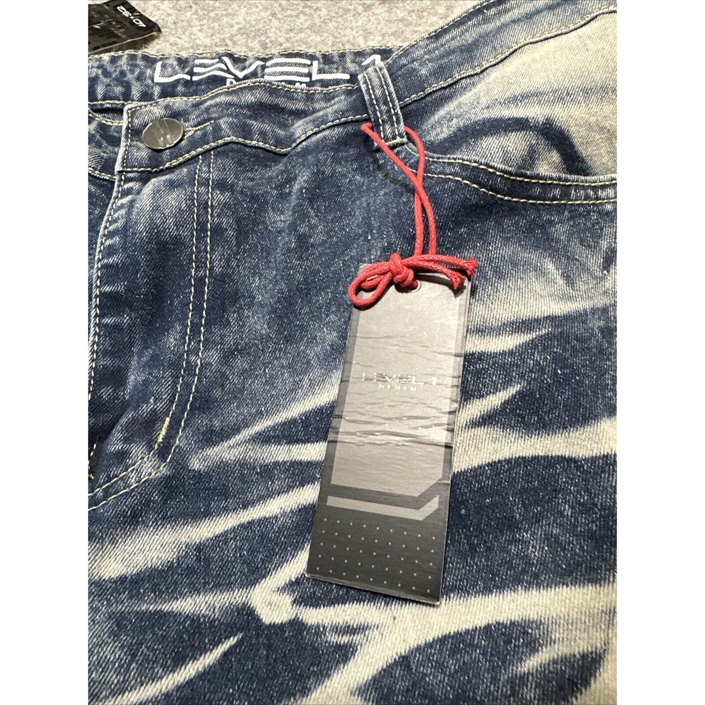 New Level 1 Denim Men's Slim Straight Jeans Sz 40x32 Blue Hip Streetwear Grunge