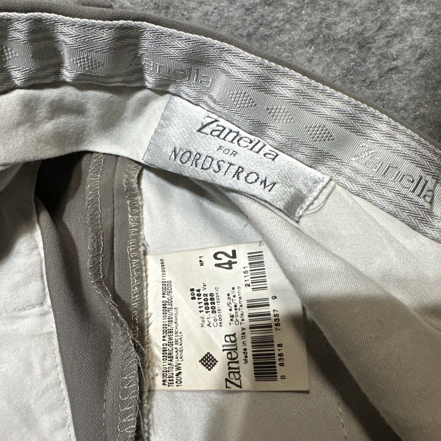 Zanella Nordstrom Pleated Classic Formal Dress Pants Men's Size 42 Gray Pants