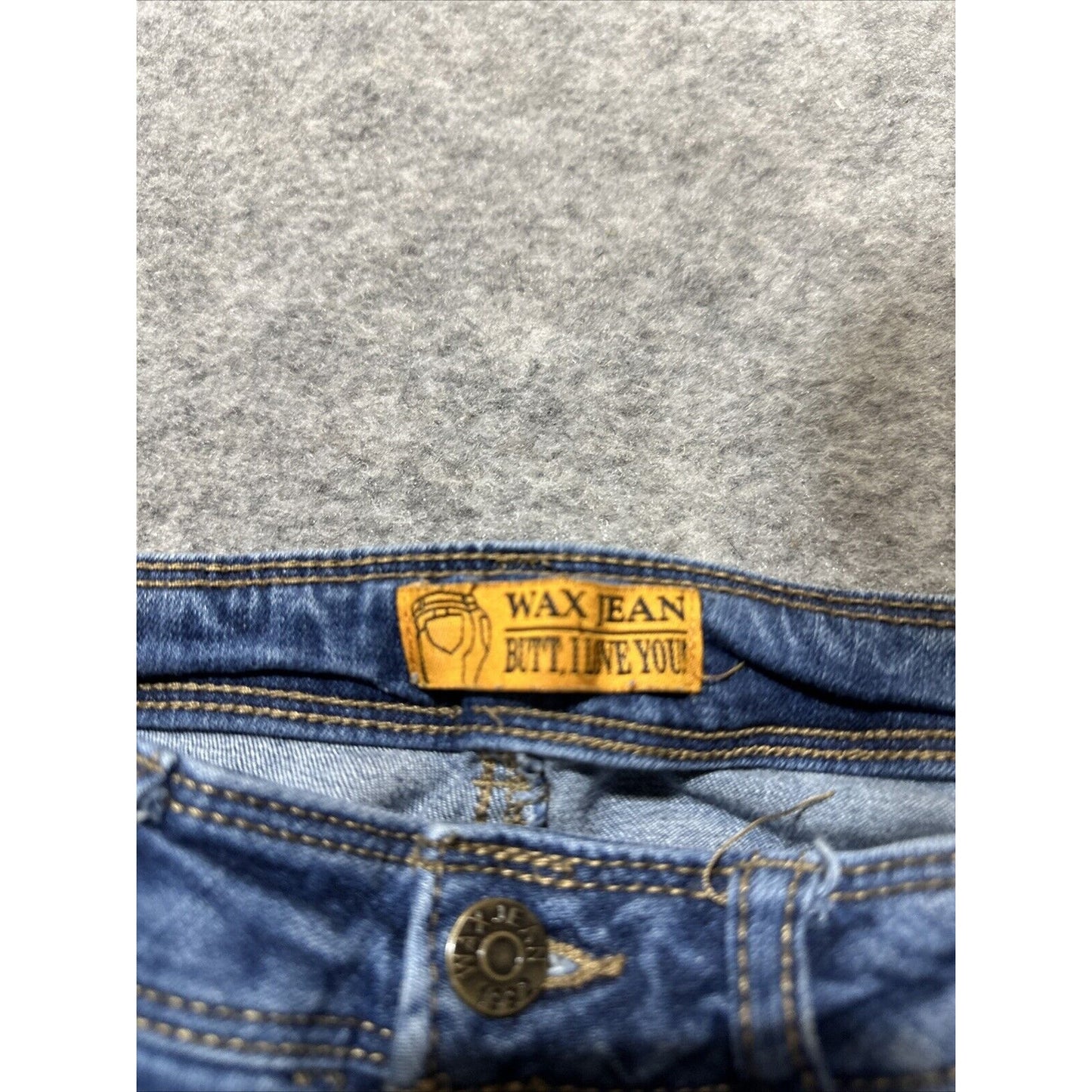 WAX JEAN Butt I Love You Women's Distressed Ankle Jeans Size S Small Blue Dark