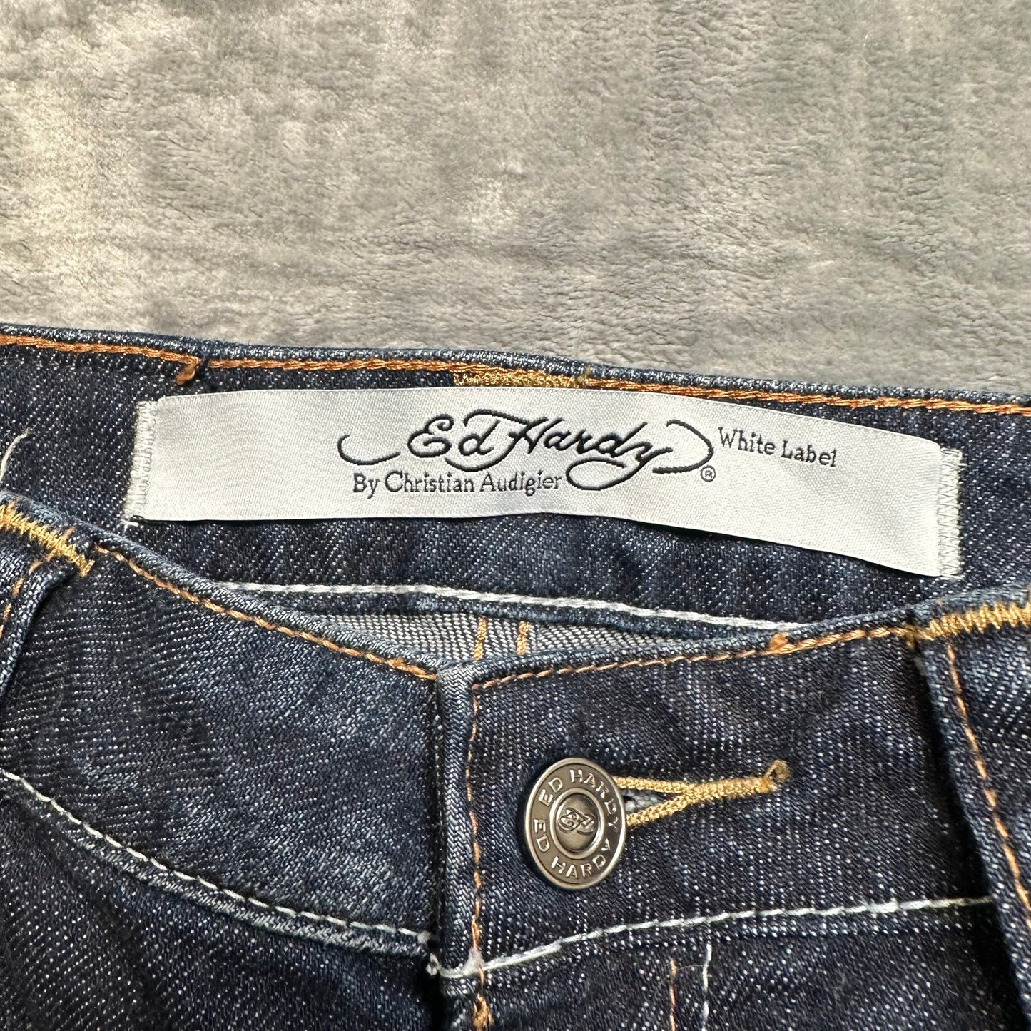 Ed Hardy Easy Rise Skinny Jeans Women's Size 28 Dark Blue Denim