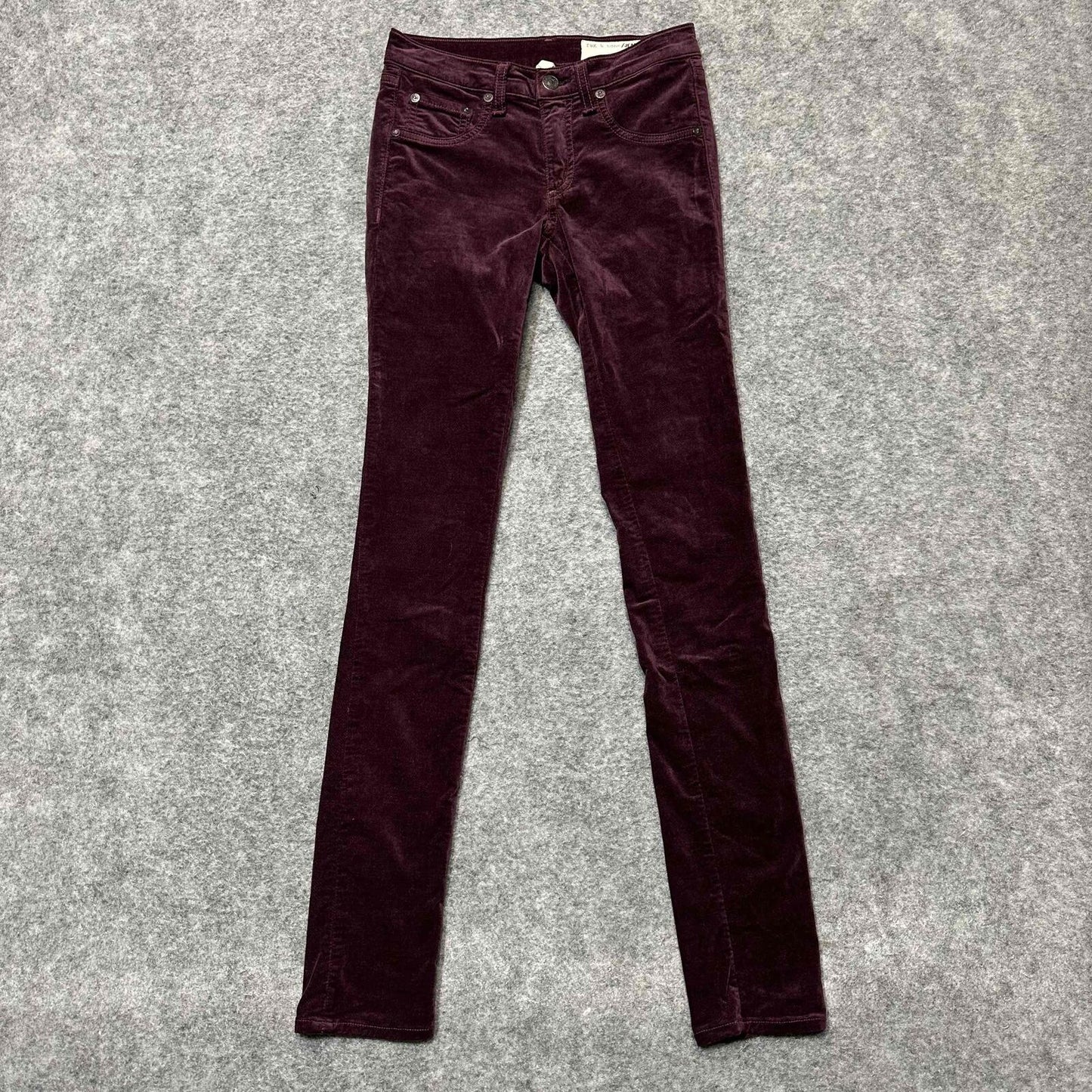 Rag & Bone Women's Velvet Skinny Corduroy Jeans Size 23 Burgundy Dark Wash