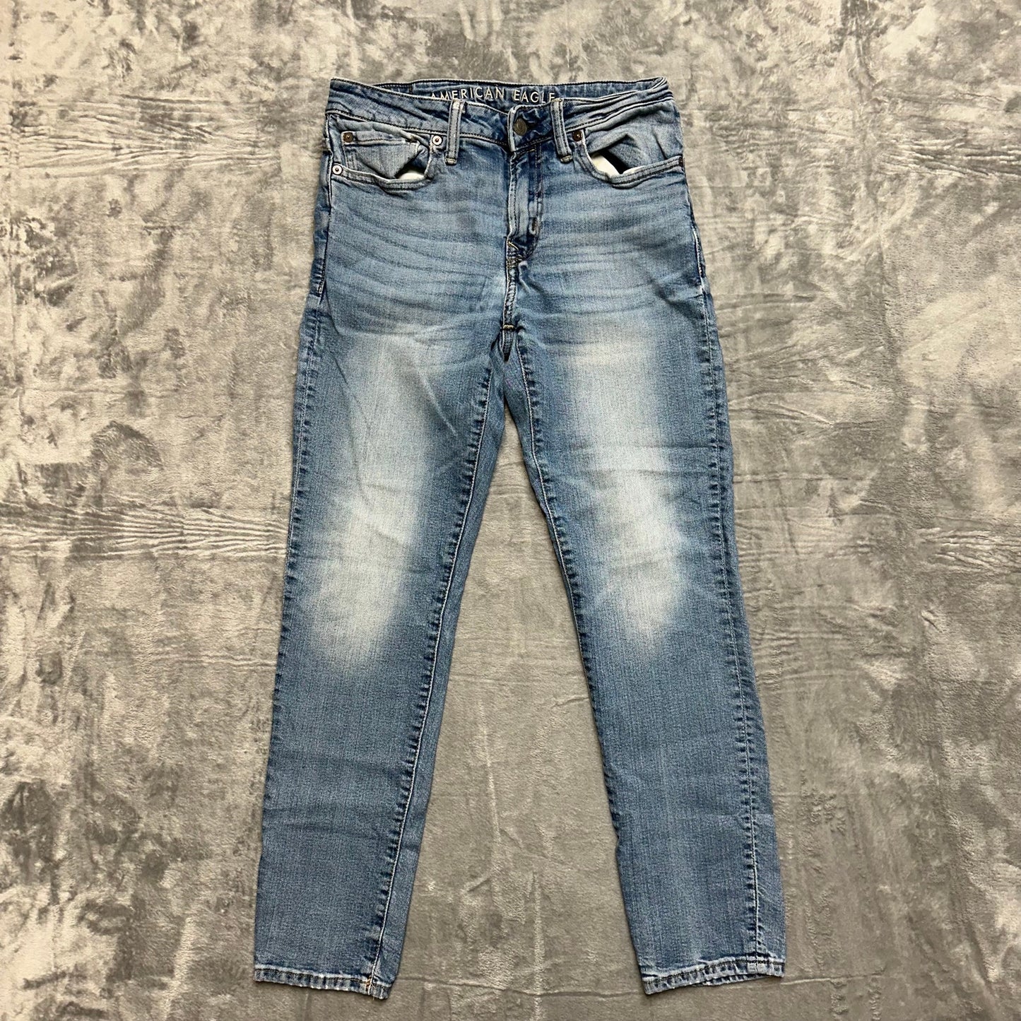 Lot of 3 Work Jeans Mens Size 30x30 Levi’s American Eagle Wrangler Blue Denim