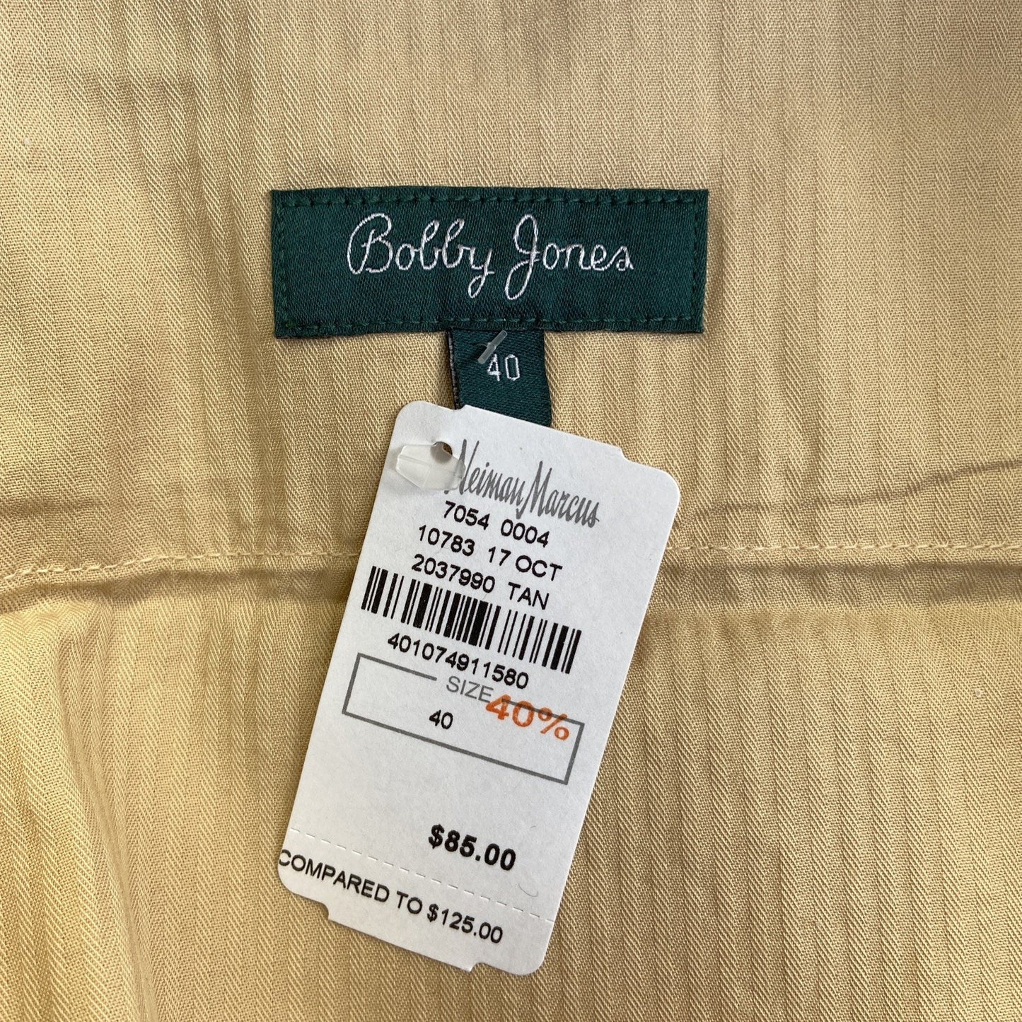 Vintage New Bobby Jones Chino Pants Men's Size 40 Beige