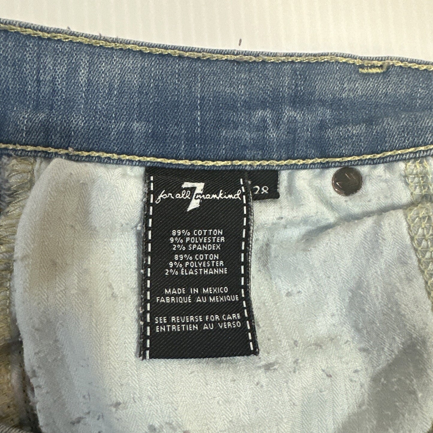 7 For All Mankind Josefina Skinny Boyfriend Distressed Jeans Womens Sz 28 Blue