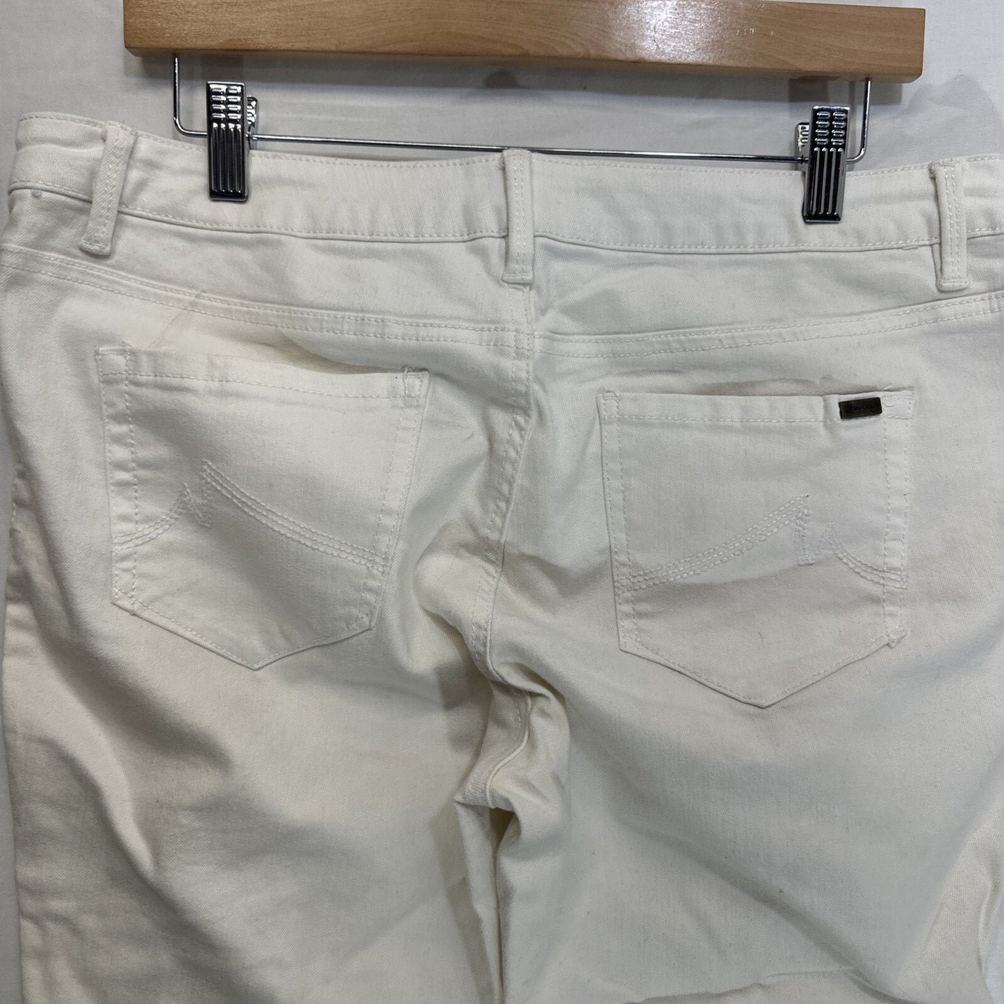 Max Jeans Women's Size 12 White Crop Denim Mid Rise Cuffed Stretch Jeans