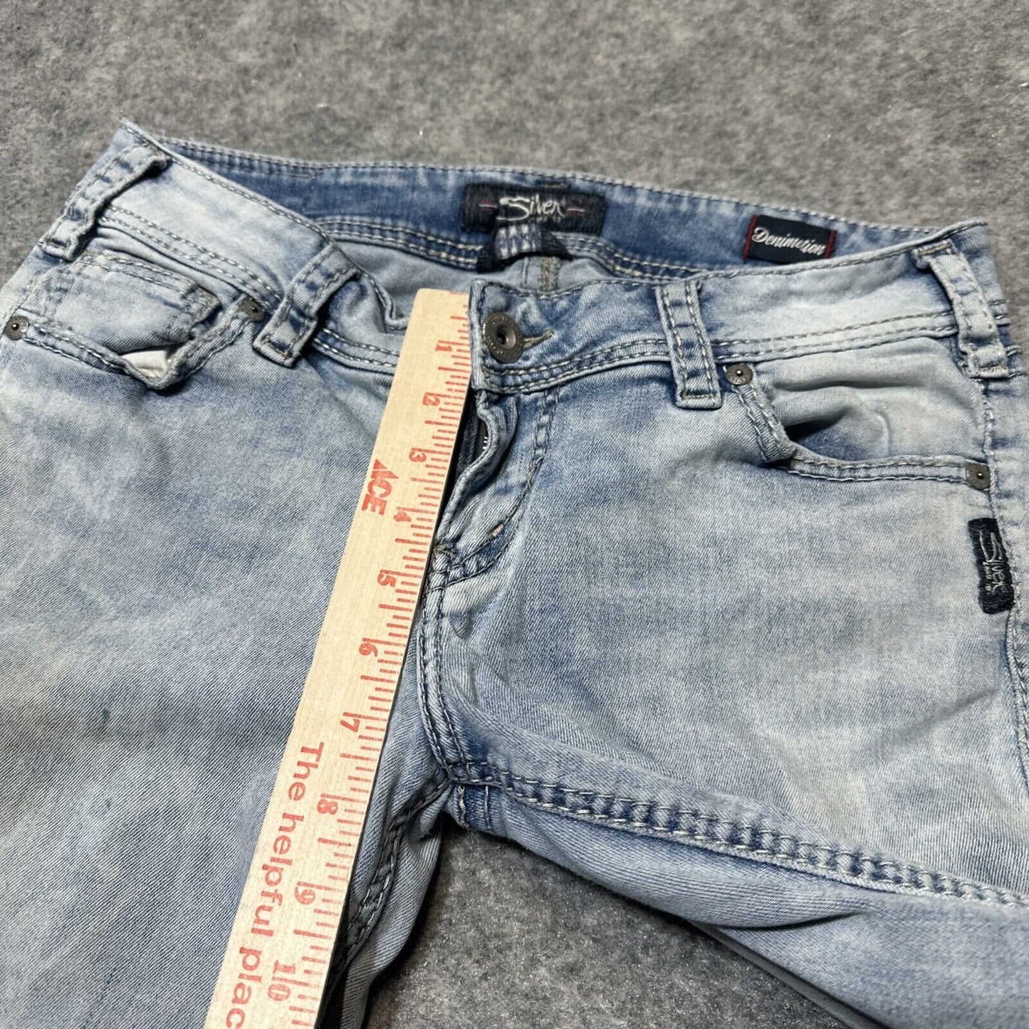 Silver Jeans Suki Mid Boot Distressed Jeans Women's Size 29/33 Blue Acid Wash