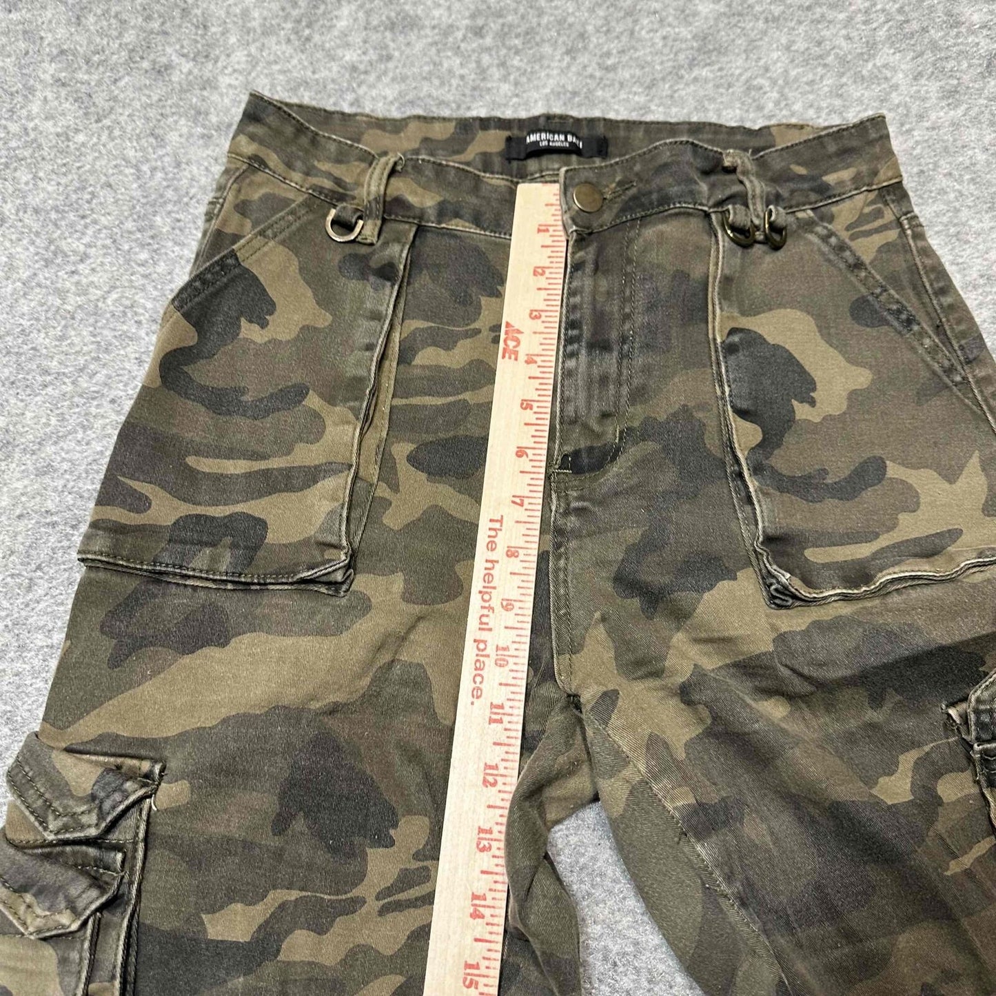 American Bazi Women's Cargo Joggers Size Medium Green Camo Dark Wash
