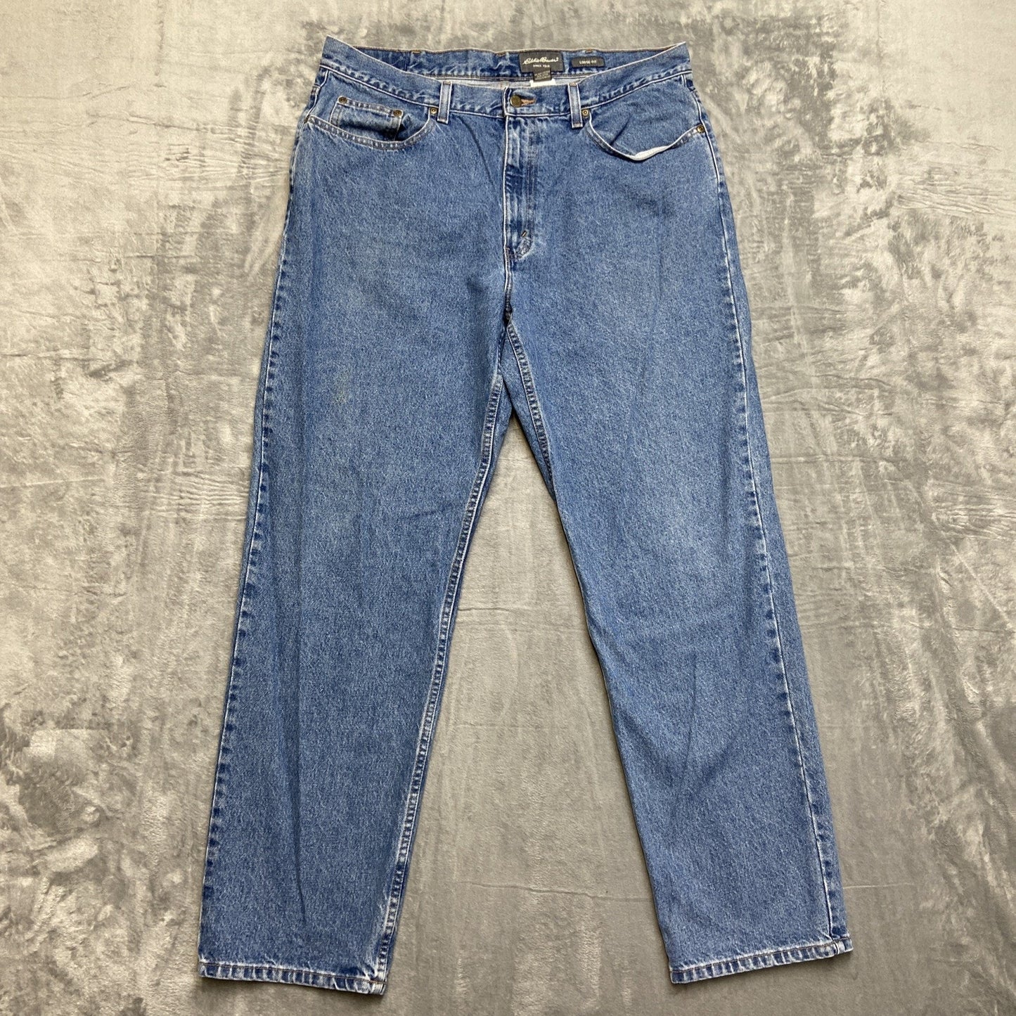 Vintage Eddie Bauer Loose Fit Straight Jeans Men's Size 38x34 Med Blue Denim