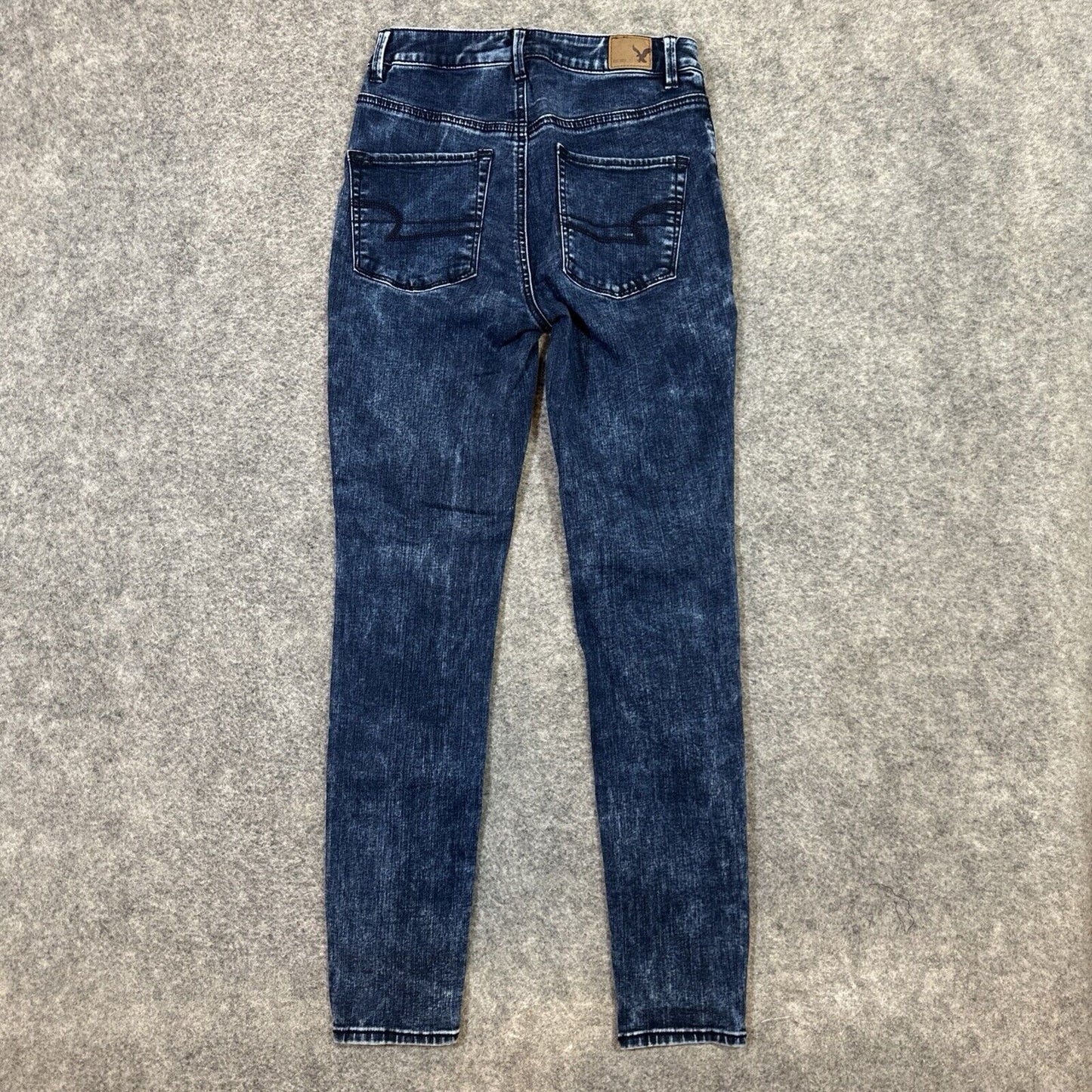 American Eagle Super Stretch Sky High Jegging Women's 2R Dark Blue Acid Wash