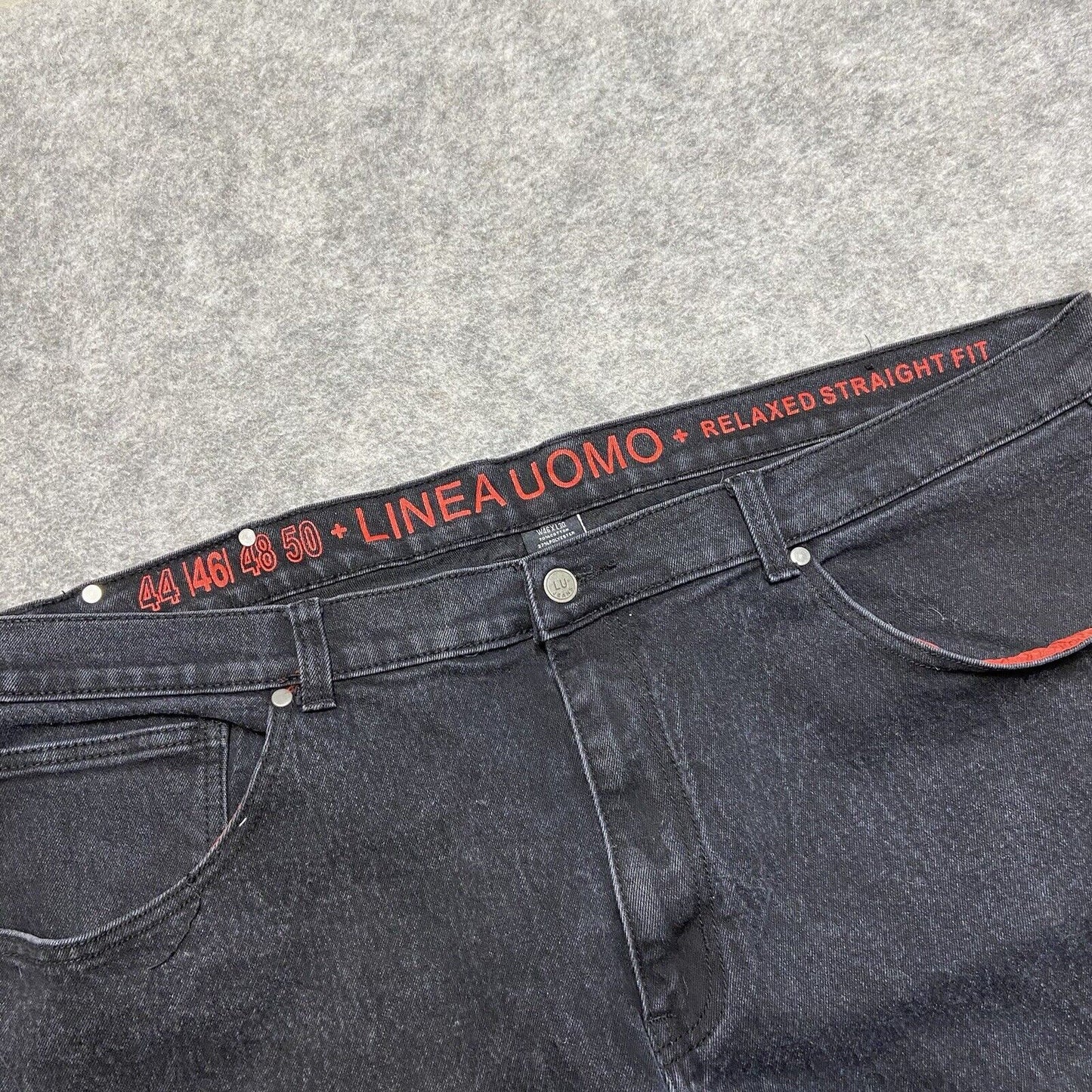 Linea Uomo Relaxed Straight Jeans Men's Size 46x30 Black Denim