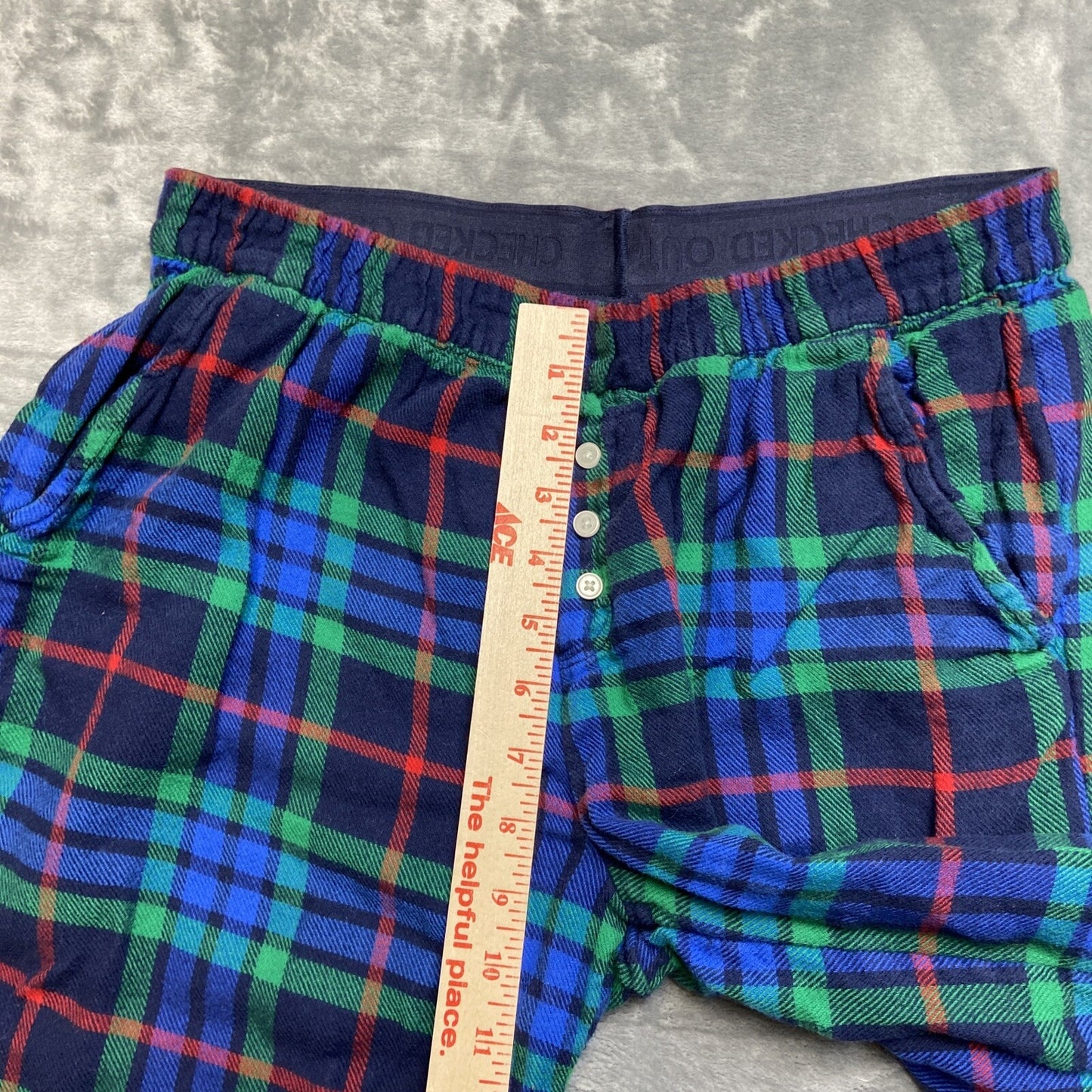 Aerie Checked Out Wide Leg Pajama Pants Women’s Size S Reg Plaid Green Blue Red