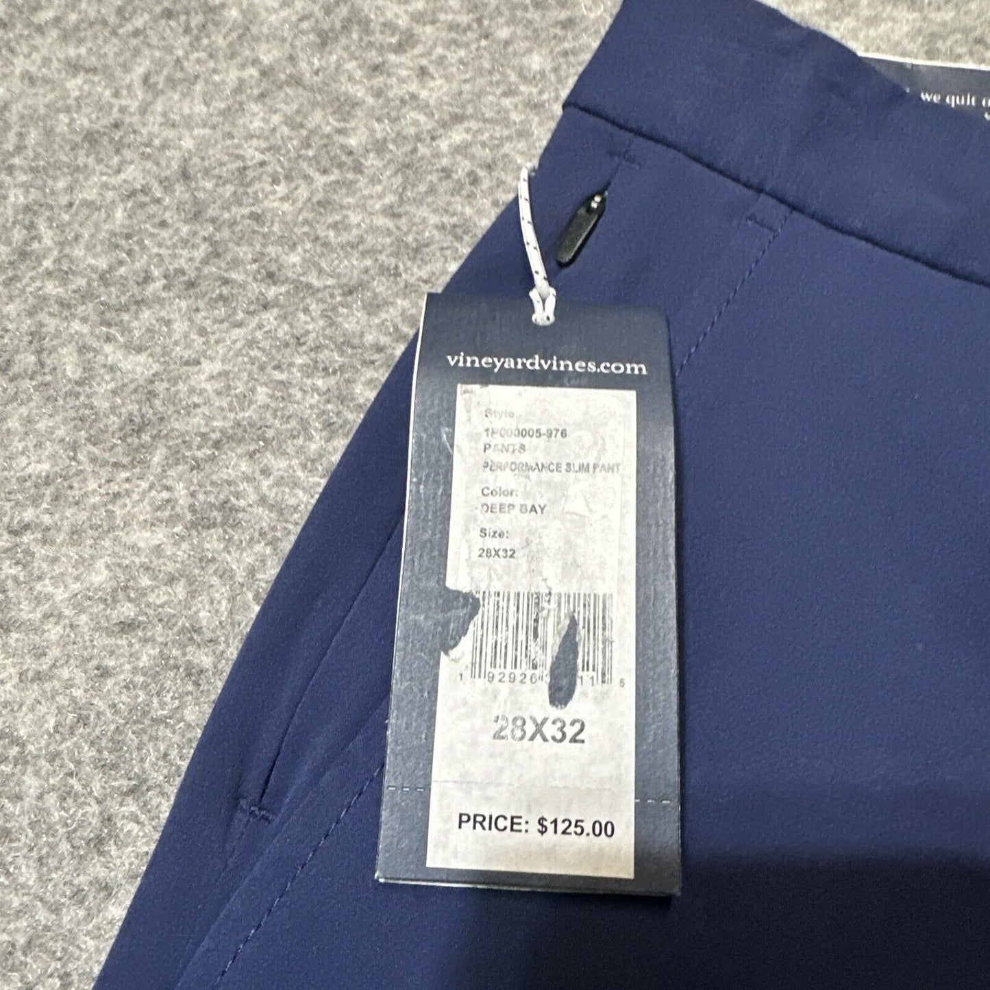 New Vineyard Vines Performance Slim Fit Chino Mens Size 28x32 Deep Bay Dark Blue