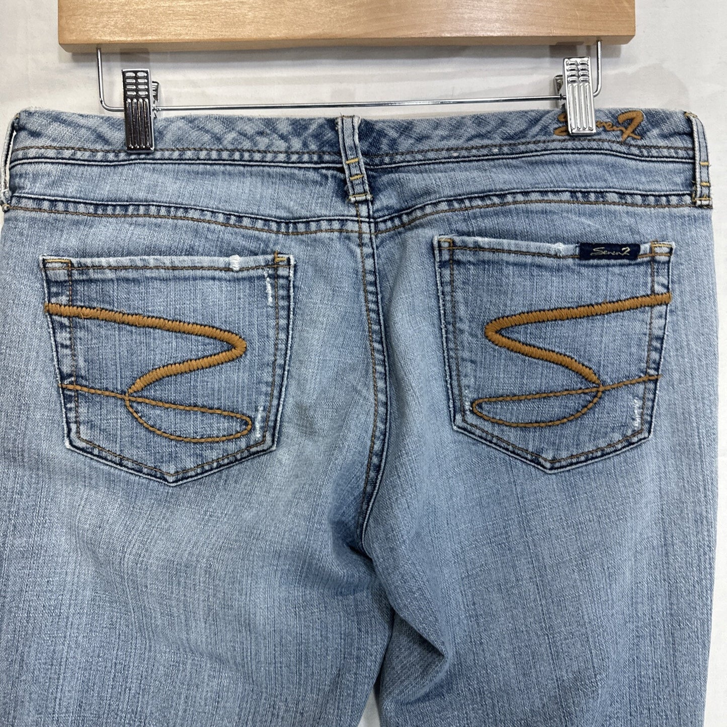 Seven7 Cropped Jeans Women’s Size 31 Blue Light Wash Stretch Denim