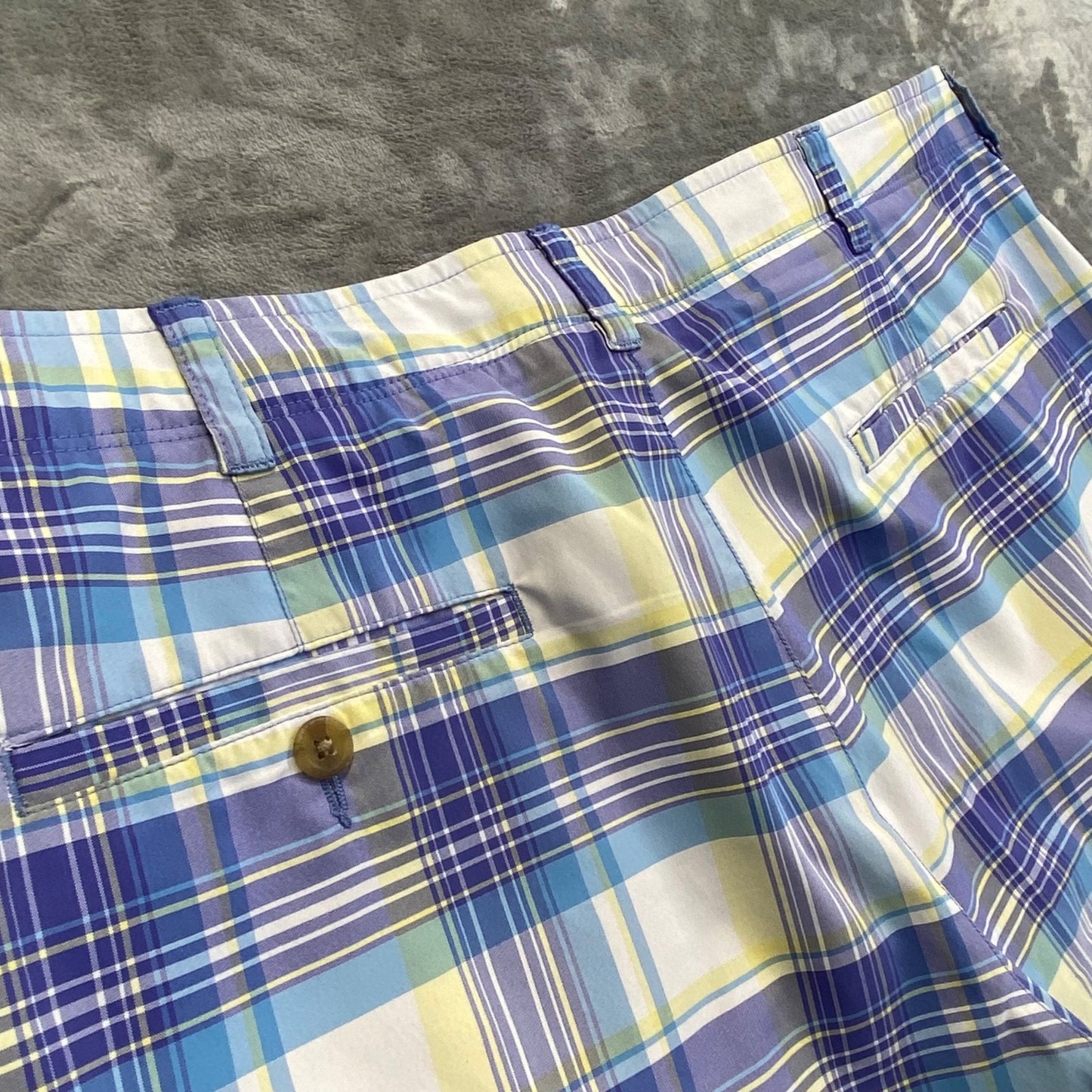 Jack Nicklaus Golf Shorts Men's Sz 40 Blue White Plaid Elastic Waist 11" Longer