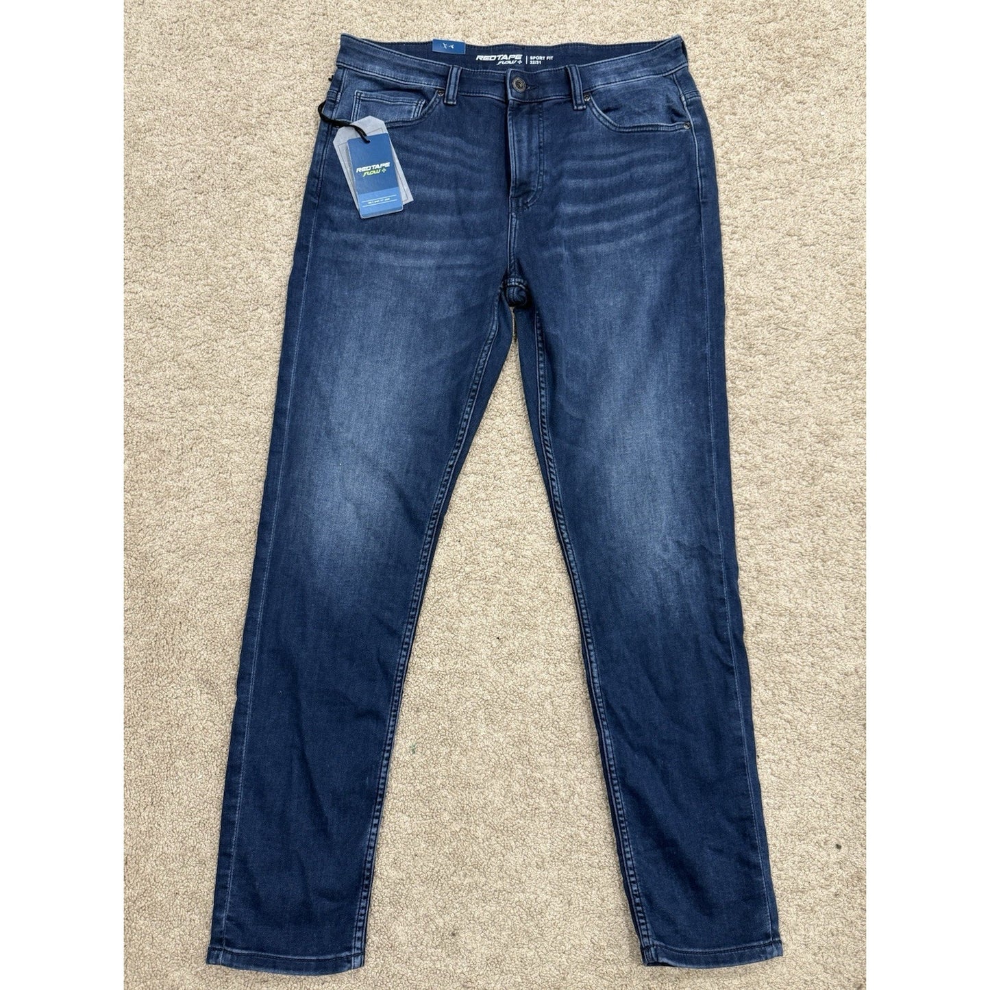 Redtape Men's Blue Denim Jeans Skinny Flow+ Sport Fit Size 32x31