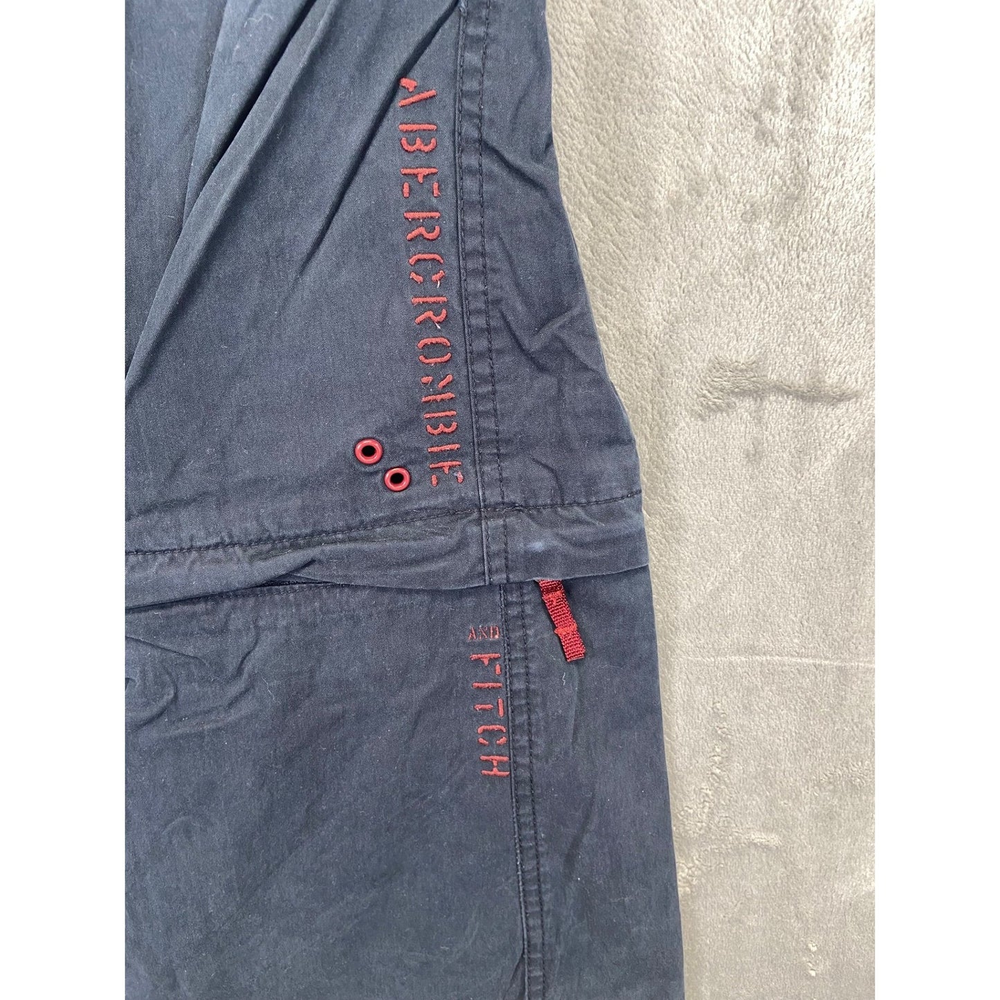 Vintage Abercrombie & Fitch Womens Baggy Flared Cargo Pants Size 4 Dark Blue Red