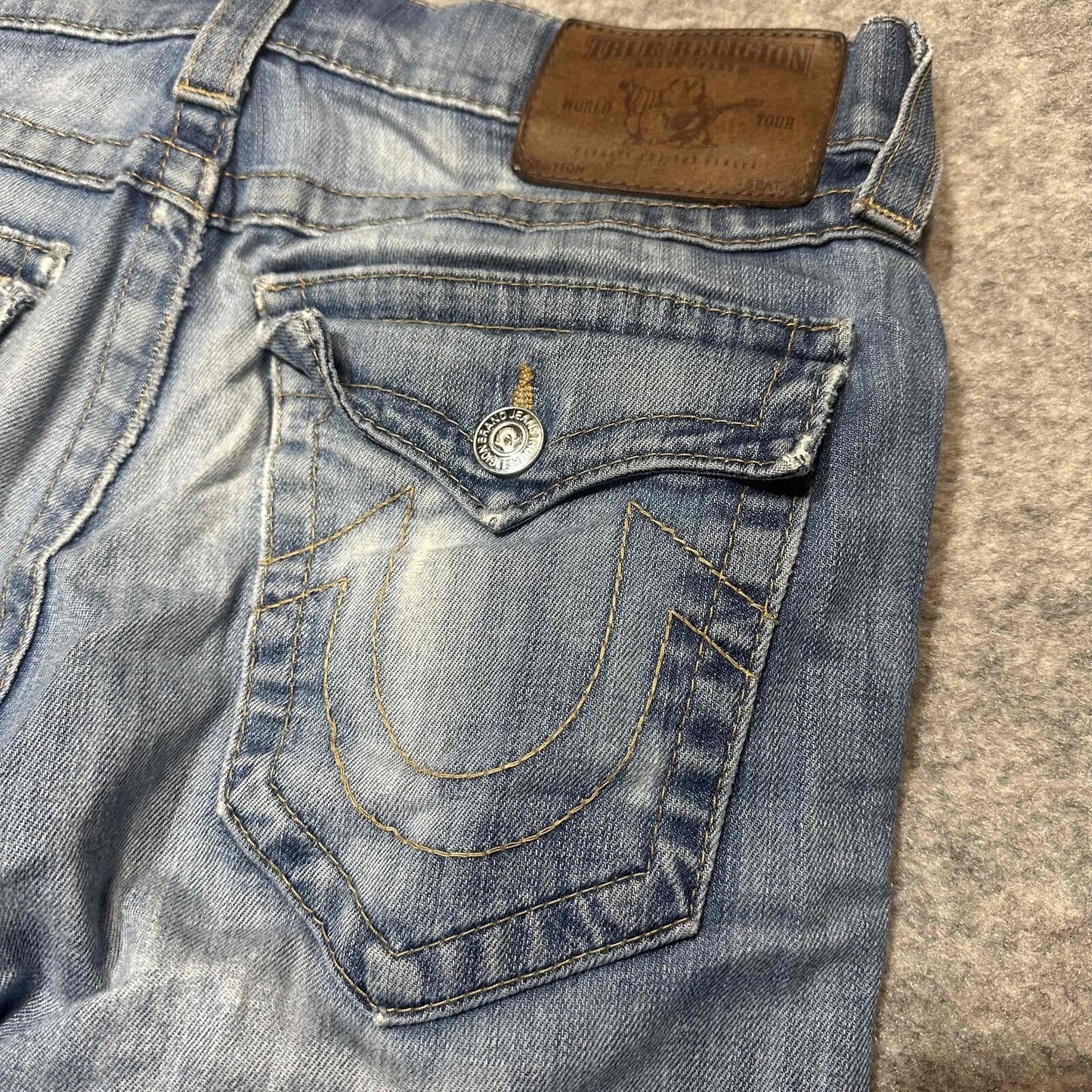 True Religion Men's Distressed Ripped Skinny Jeans Size 29 Blue Medium Wash
