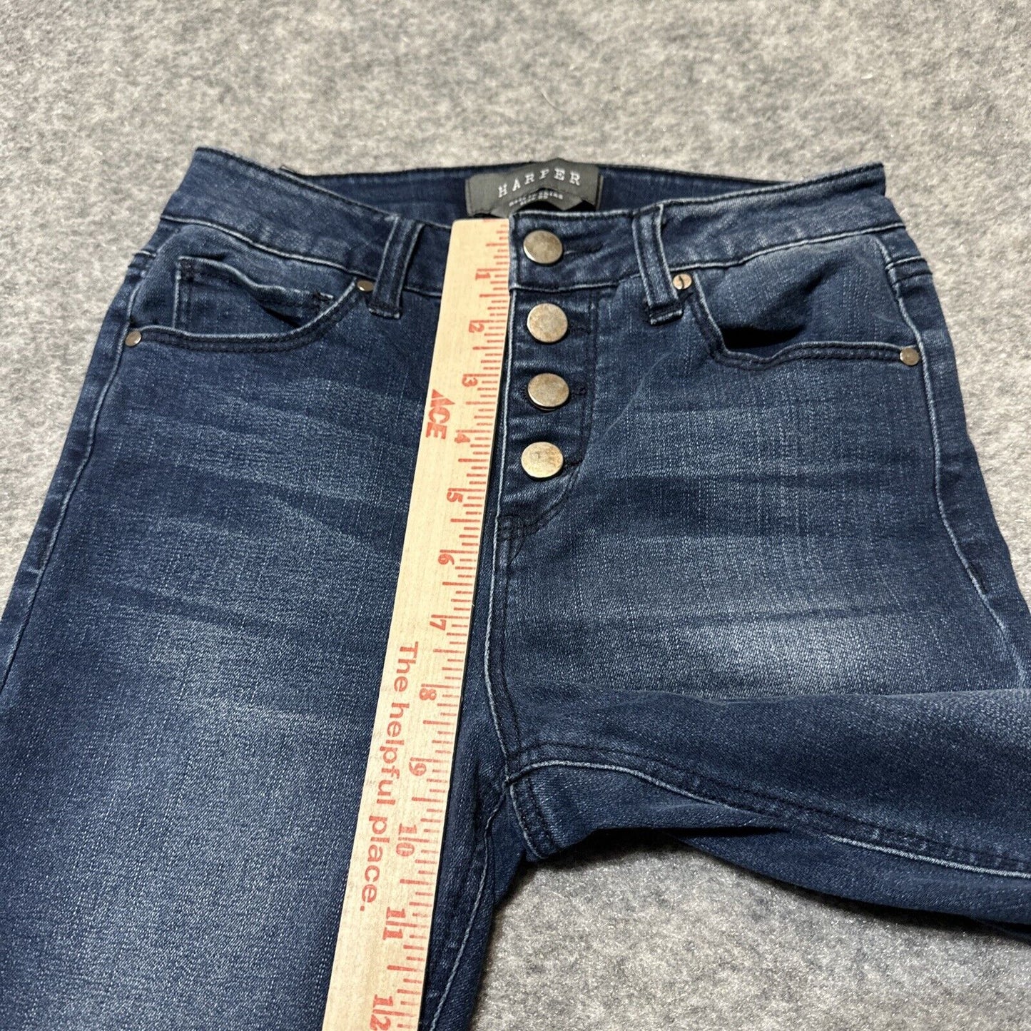 HARPER Women's Skinny Button Fly Jeans Size 25 Blue Dark Wash Denim