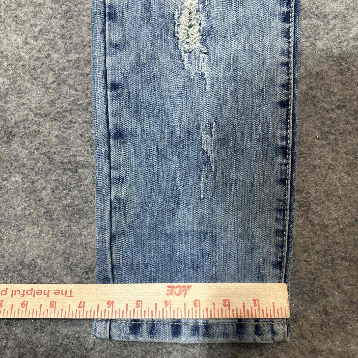 Grindhouse Denim Men's Distressed Skinny Jeans Size 36x32 Blue Light Wash Denim