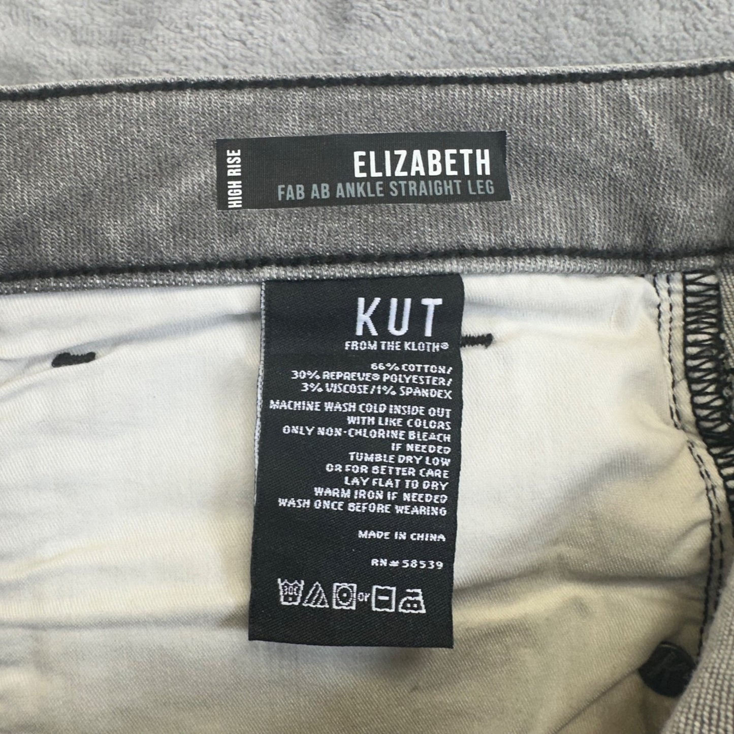 New KUT From The Kloth Women's Elizabeth Ankle Straight Jeans Size 16 Gray
