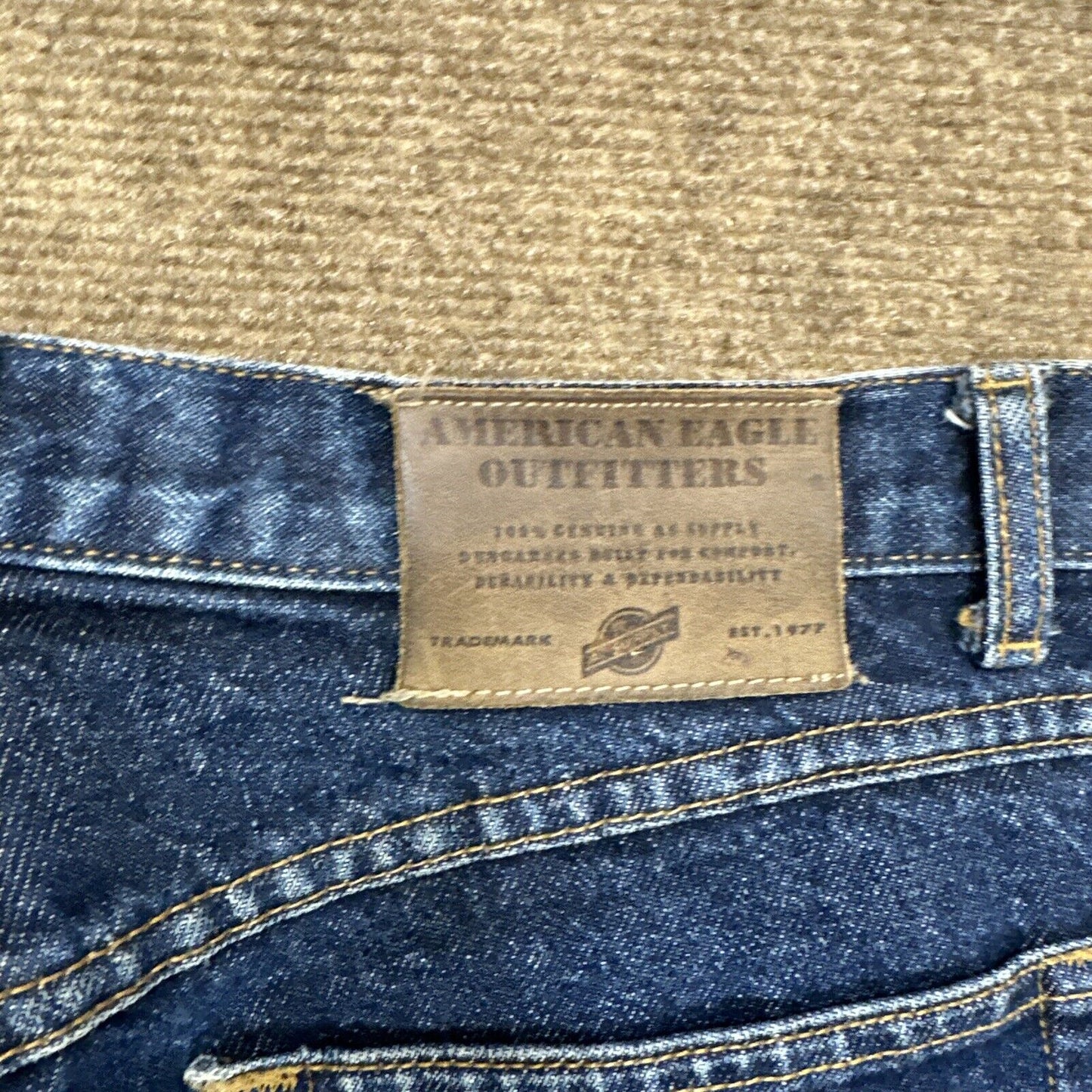 Vintage American Eagle AE Supply Dungarees Womens Jeans Size 12 Blue Dark Wash