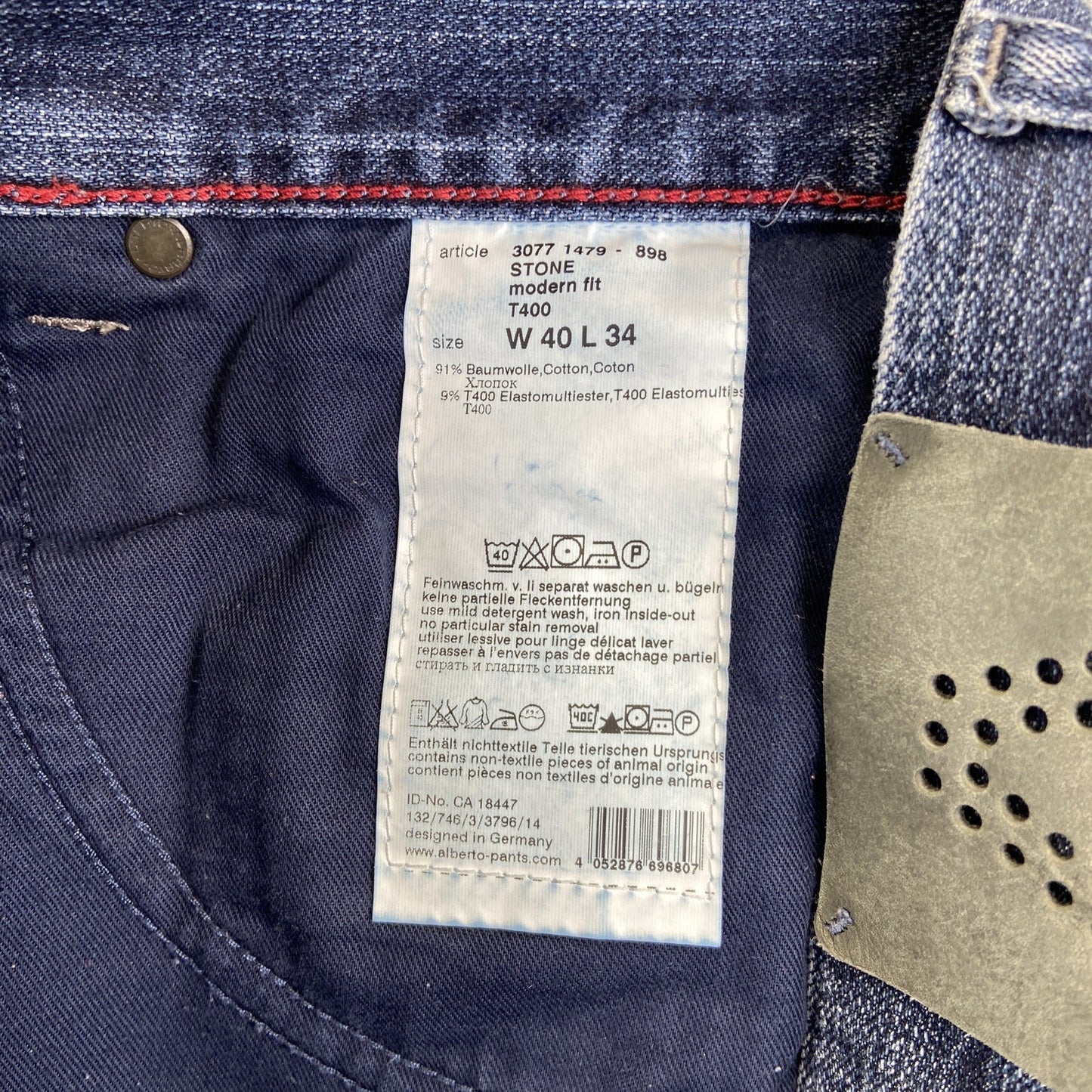 Alberto Modern Fit Straight Jeans Men's Size 40x34 Blue Denim