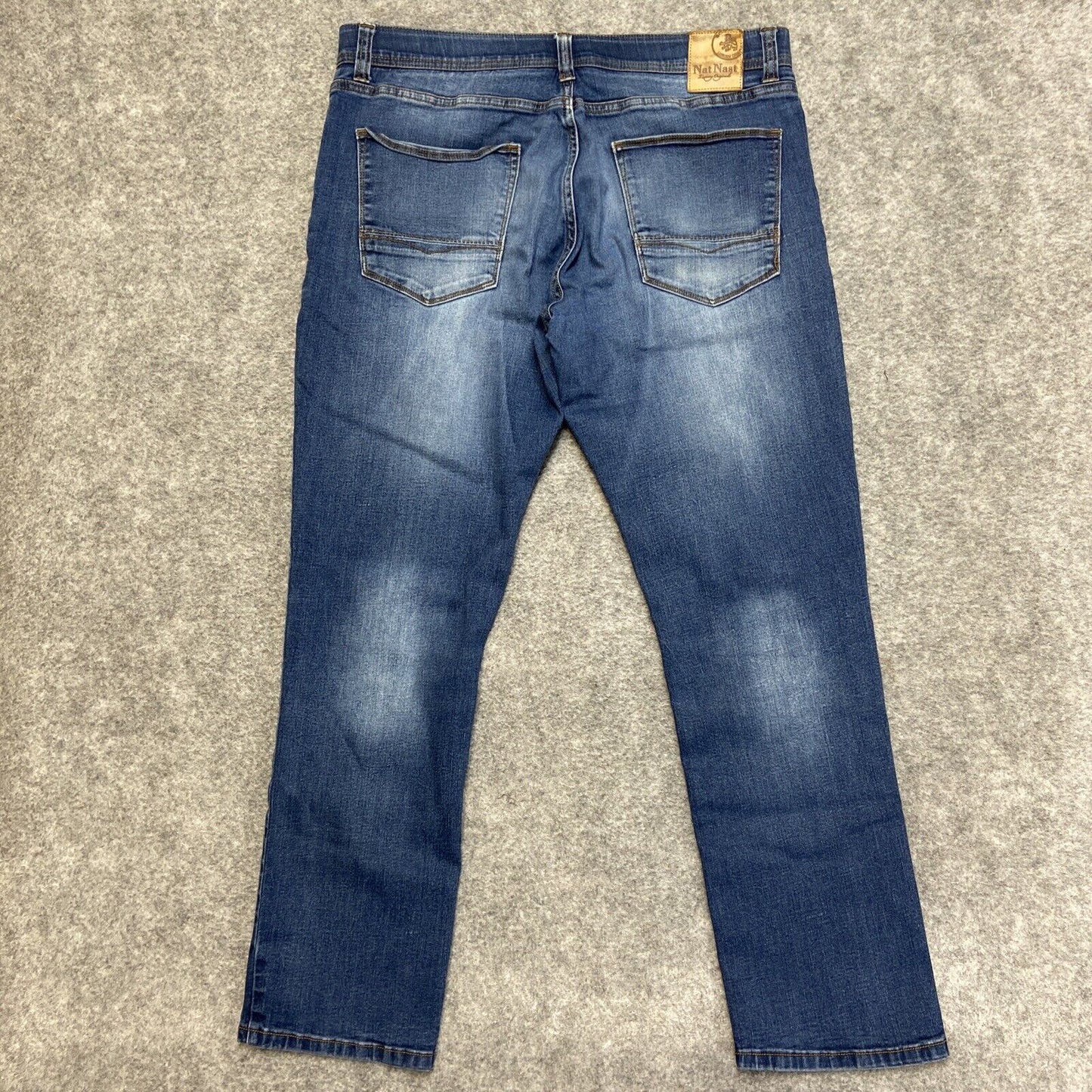 Nat Nast Straight Jeans Men's Size 36x32 Blue Dark Wash Faded Denim