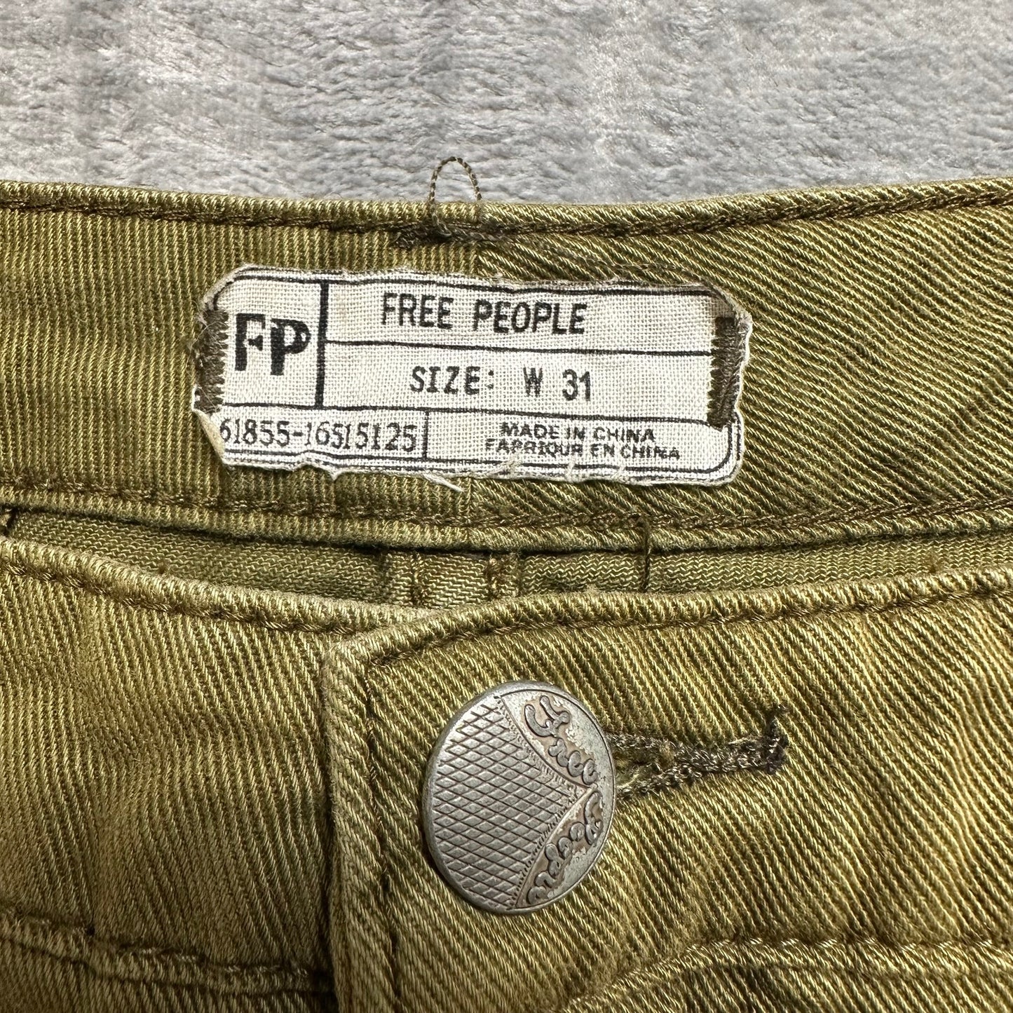 Free People Cut-Off Shorts Women's Size 31 Green Faded Denim