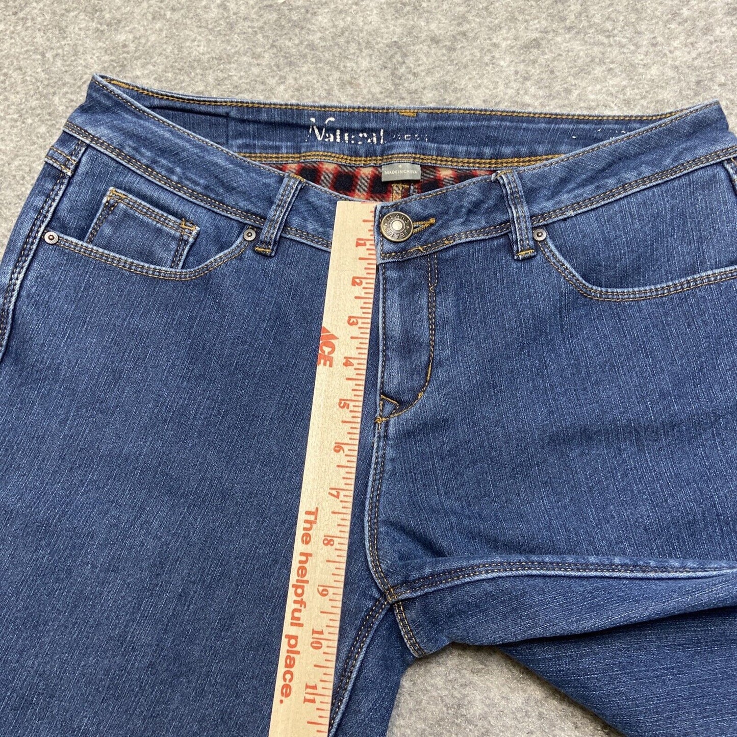 Natural Reflections Flannel Lined Straight Jeans Women's Size 6 Dark Blue