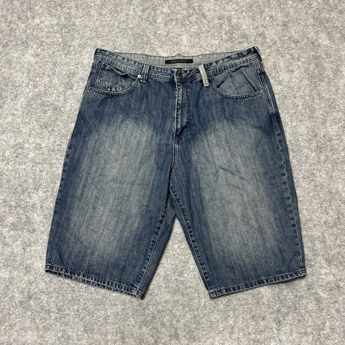 Sean John Men's Bermuda Jean Shorts Sz 40 Blue Dark Denim Y2K Grunge Streetwear