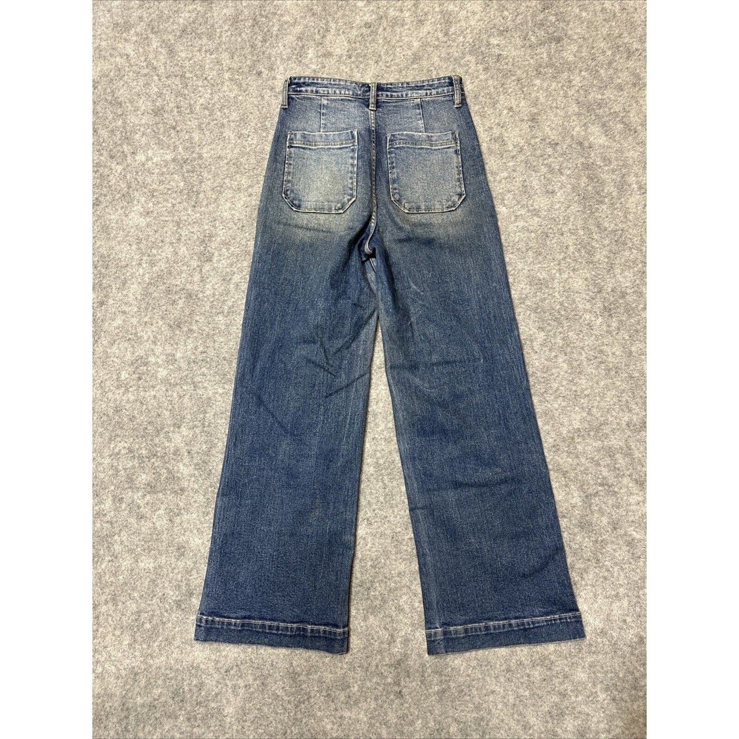 Nature Denim Women's Wide Leg Button Fly Jeans Size 26 Blue Medium Wash Denim