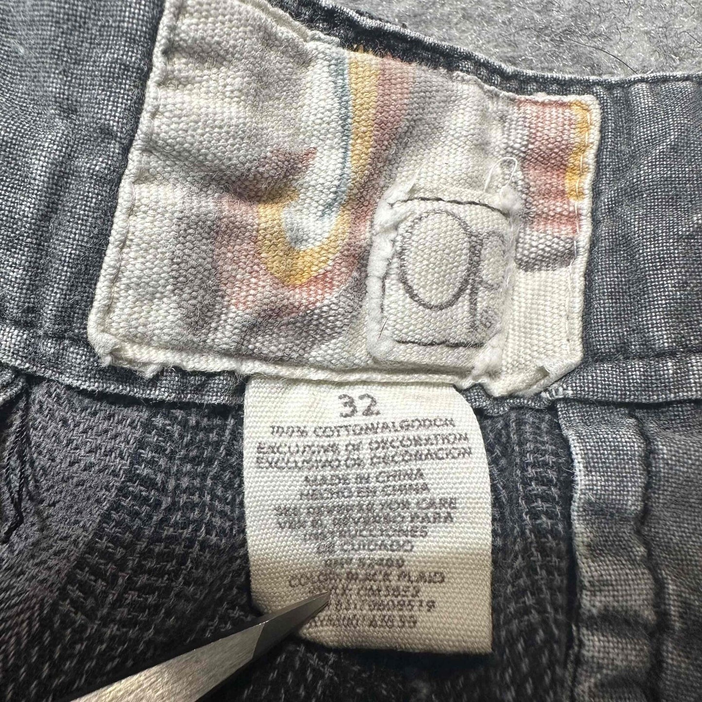Op Ocean Pacific Men's Button Zip Closure Plaid Shorts Size 32 Black Gray Dark
