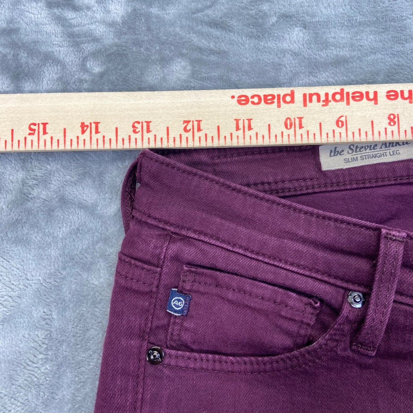 AG Adriano Goldschmied Women's Stevie Ankle Slim Straight Jeans 24R Maroon Red