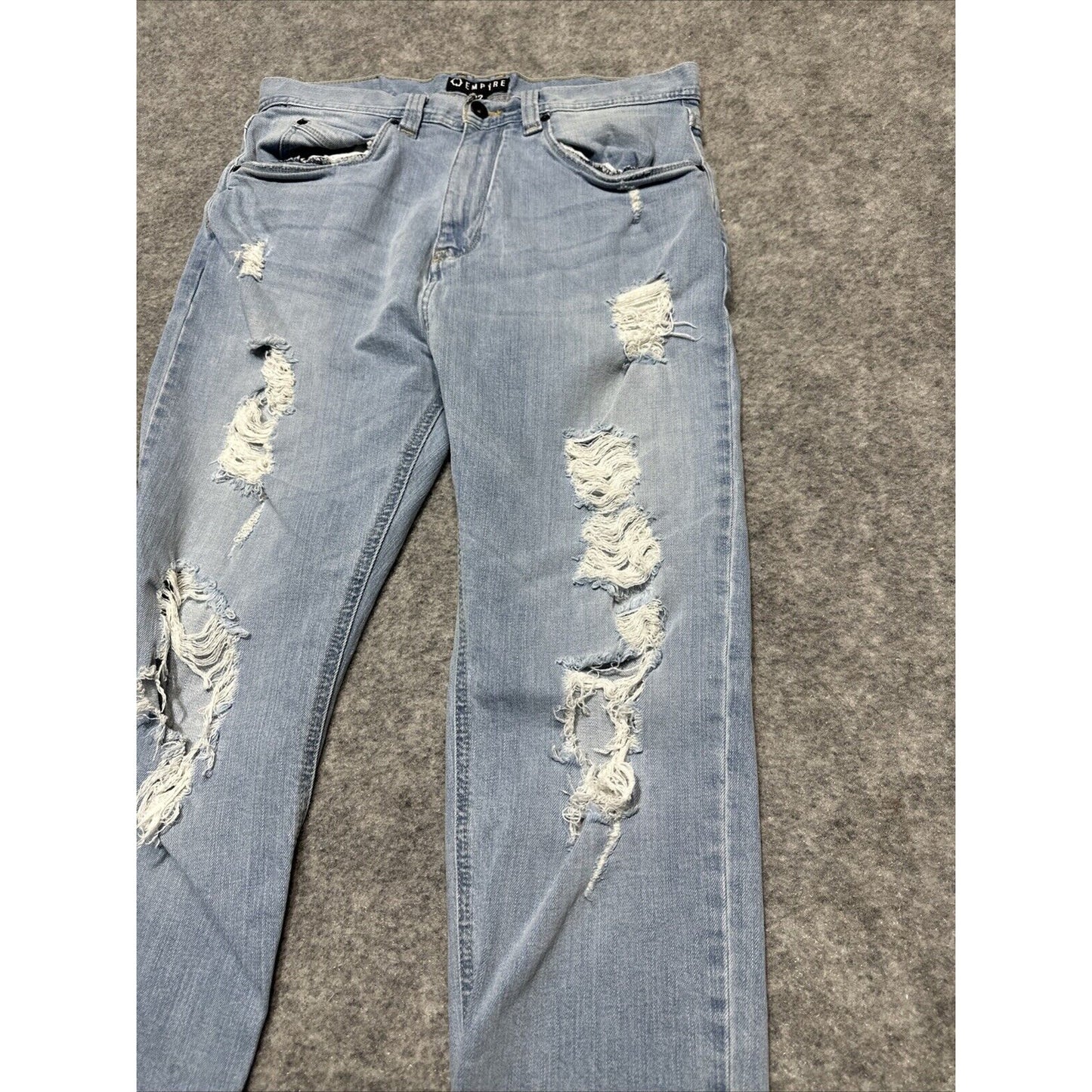 Empyre Verge Men's Distressed Skinny Jeans Size 32 Blue Light Wash Denim