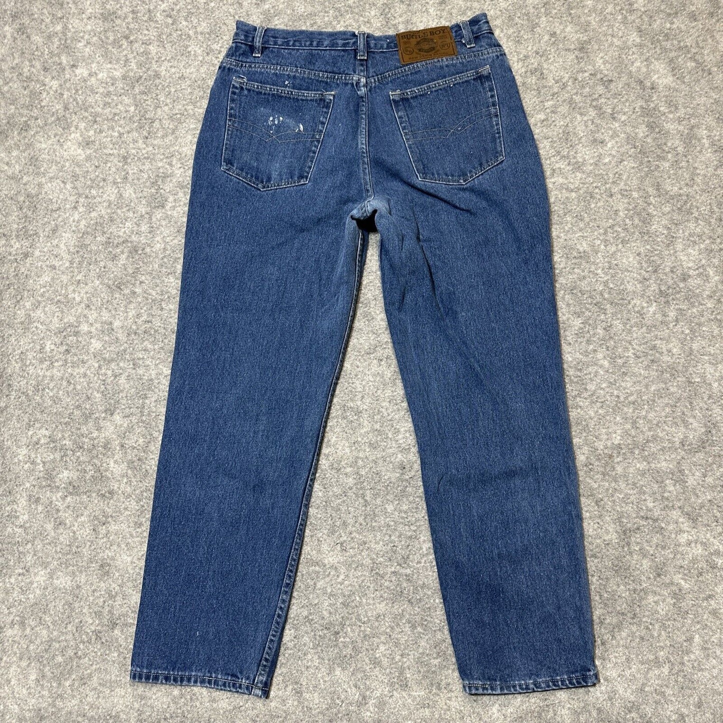 Vintage Bugle Boy Men's Paint Splatter Straight Jeans Size 34S Blue Denim