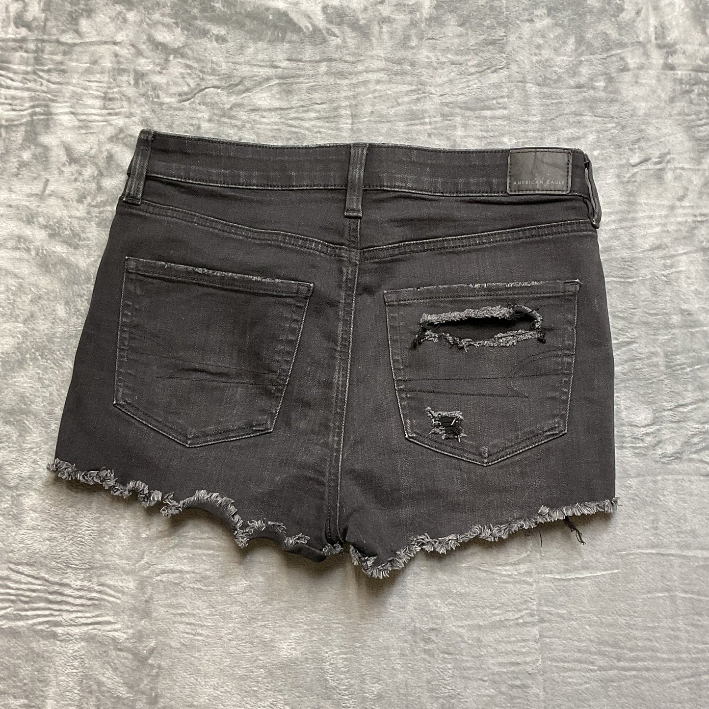 American Eagle Outfitters Destressed Cut-Off Shorts Women's Size 6 Black Denim