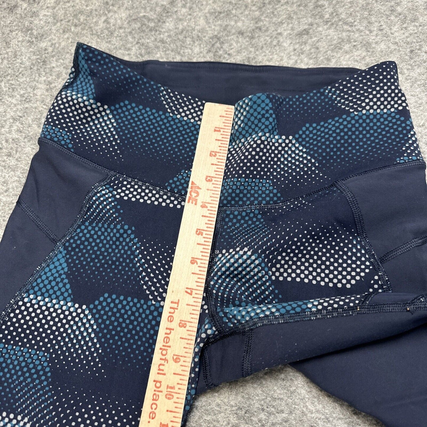 Athleta High Rise Leggings Yoga Pants Women's Size S Blue Spotted Pocket