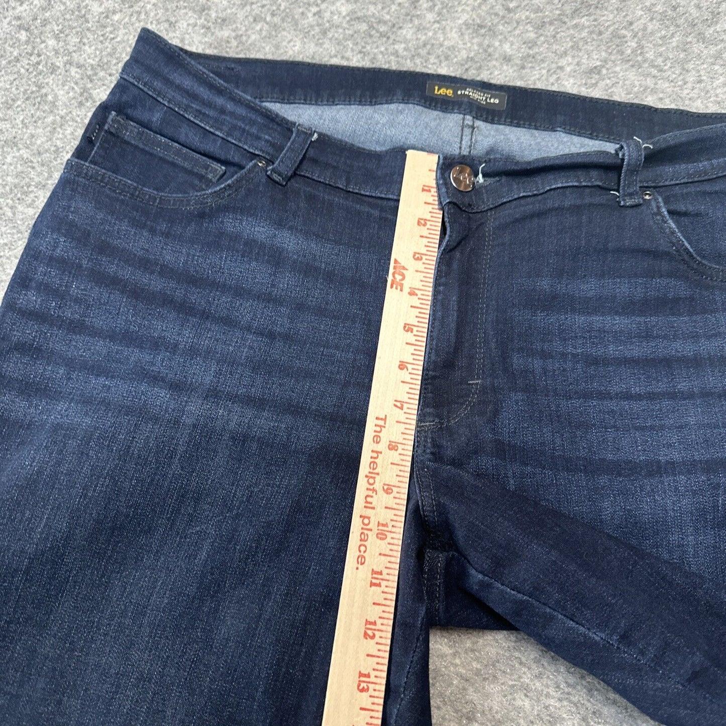 LEE Relaxed Fit Women's Straight Jeans Size 9 Blue Dark Wash Denim