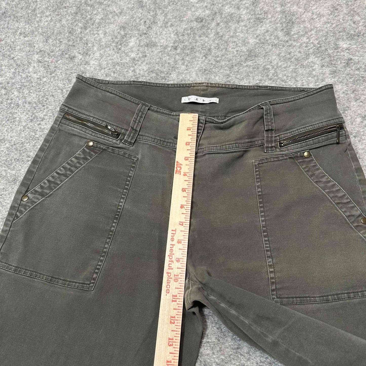 CAbi Women's Bootcut Cargo Multiple Pocket Jeans Size 12 Black Dark Wash Denim