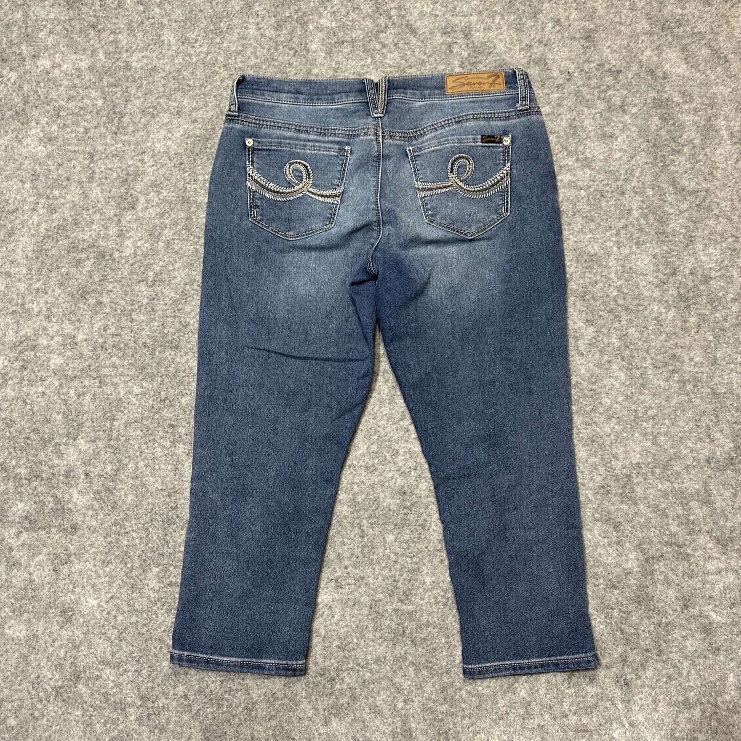 Seven7 Girlfriend Women's Cropped Jeans Size 6 Blue Medium Wash Denim