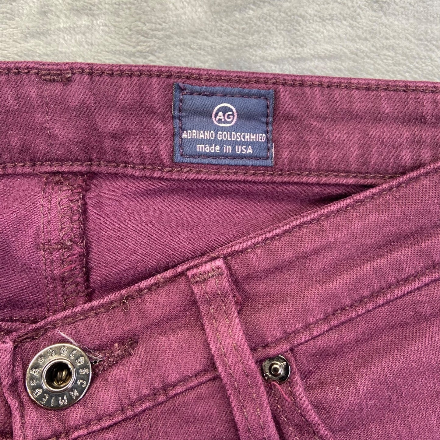 AG Adriano Goldschmied Women's Stevie Ankle Slim Straight Jeans 24R Maroon Red