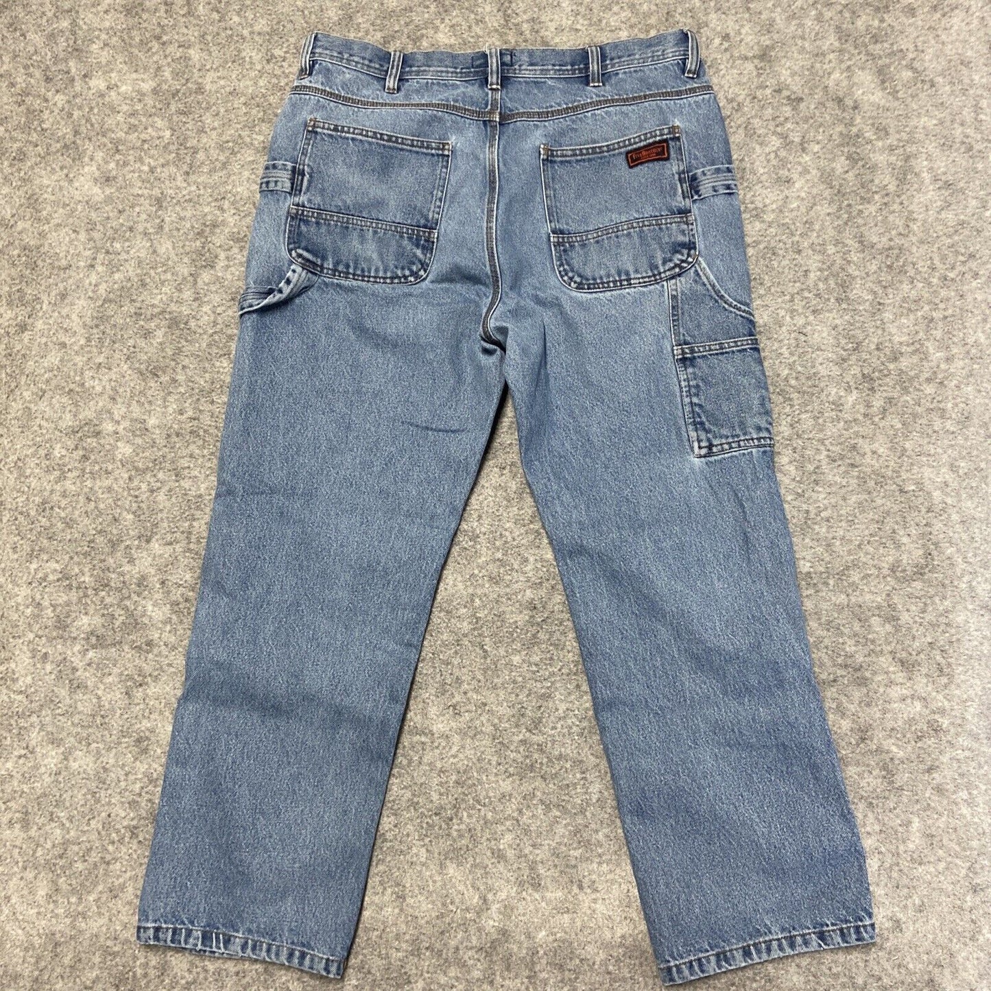 FIVEBROTHER Carpenter Straight Leg Jeans Men's 38x30 Blue Denim *Ripped Pocket*