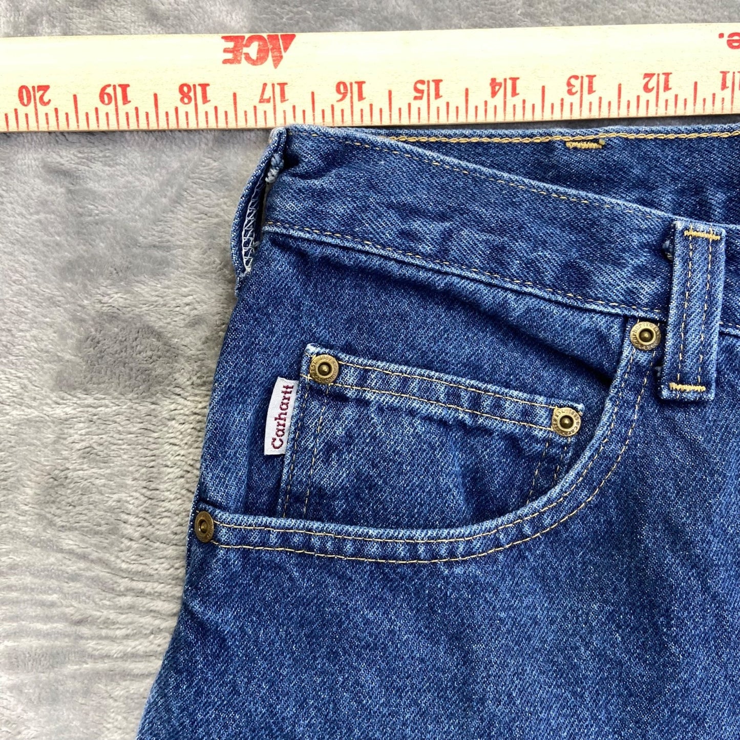 New Carhartt Relaxed Fit Straight Jeans Men's Sz 36x32 Blue Medium Wash MSRP $45