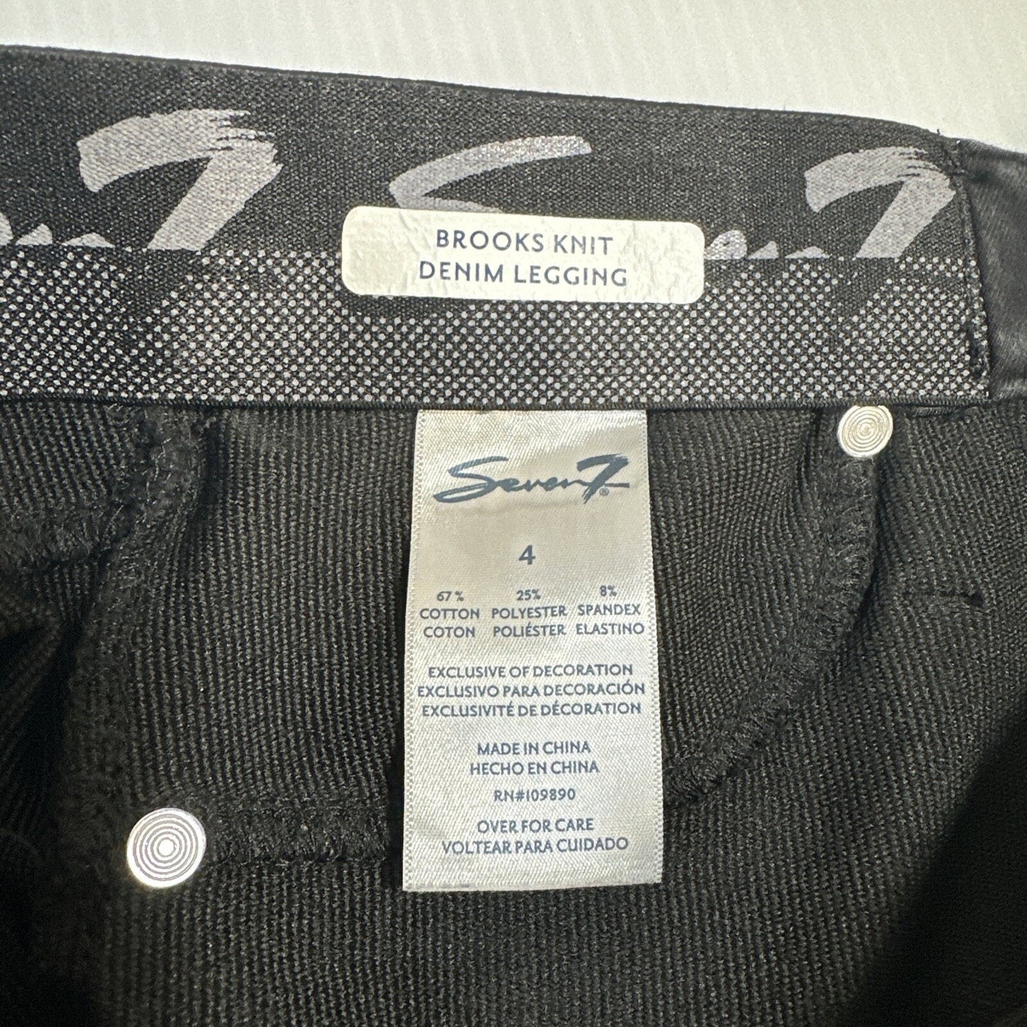 Seven 7 Brooks Knit Denim Leggings Women's Size 4 Black Stretch Denim Pants
