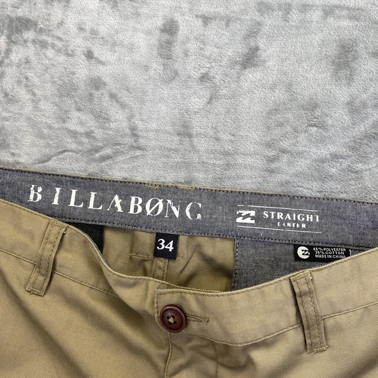 Billabong Carter Straight Casual Chino Pants Men's Size 34 Brown Tan