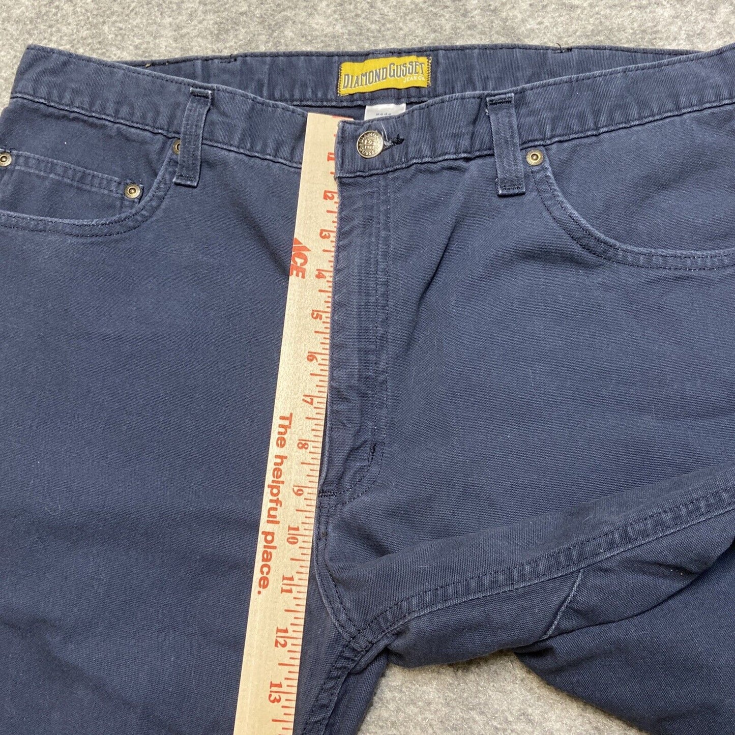 Diamond Gusset Straight Jeans Men's Size 37x30 Dark Blue Lynchburg Canvas Pants