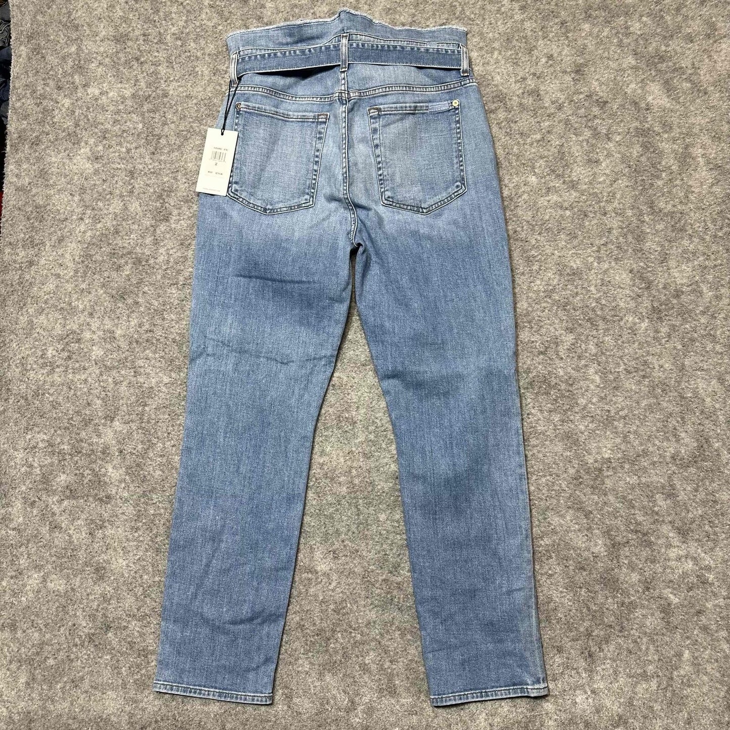 NEW 7 For All Mankind Women's Skinny Belted Jeans Size 32 Blue Light Wash